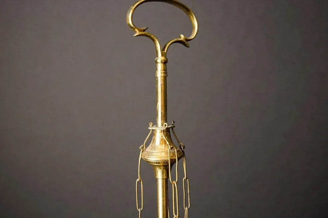 Anglo Indian Victorian Brass Oil Lamp 19th Century - 5