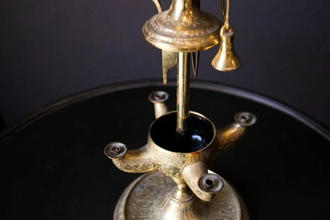 Anglo Indian Victorian Brass Oil Lamp 19th Century - 6