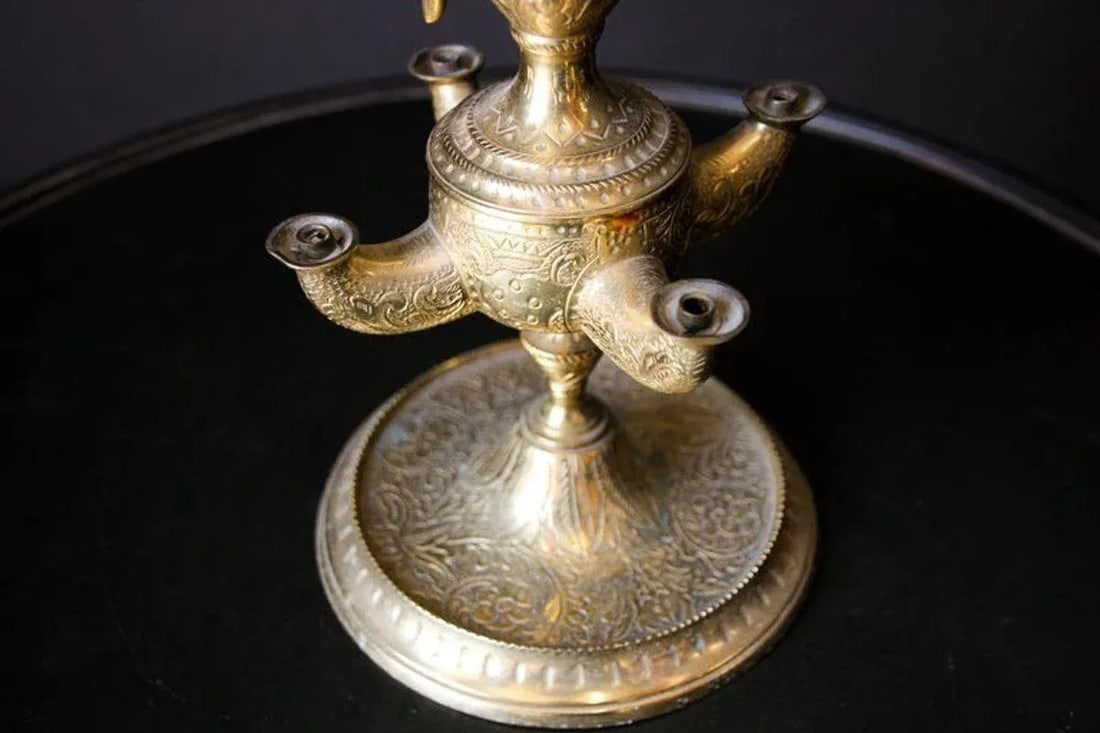 Anglo Indian Victorian Brass Oil Lamp 19th Century - 8