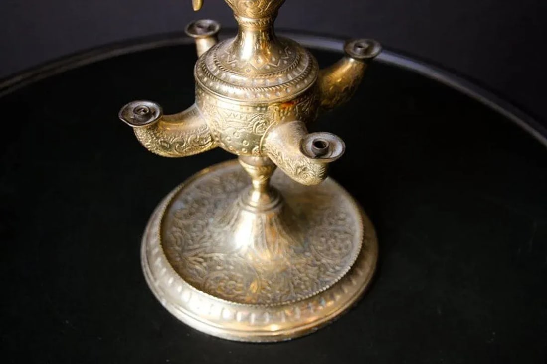 Anglo Indian Victorian Brass Oil Lamp 19th Century - 9
