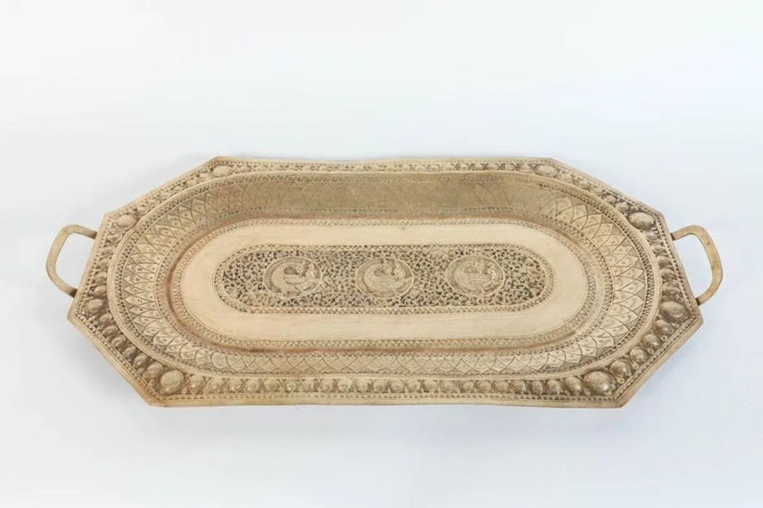 Early 20th Century Indo Persian Brass Charger Serving Tray - 2