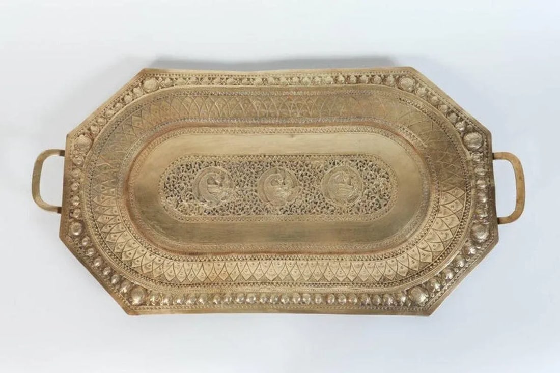 Early 20th Century Indo Persian Brass Charger Serving Tray - 3