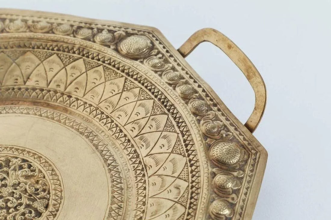 Early 20th Century Indo Persian Brass Charger Serving Tray - 4