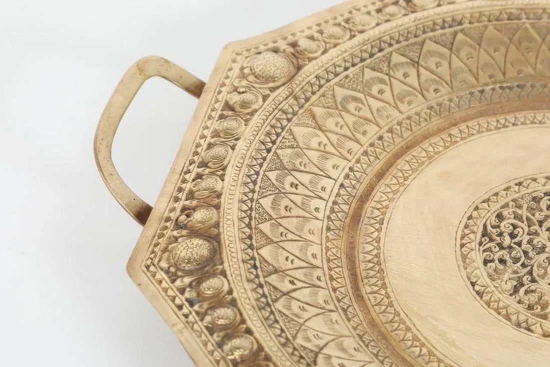 Early 20th Century Indo Persian Brass Charger Serving Tray - 6