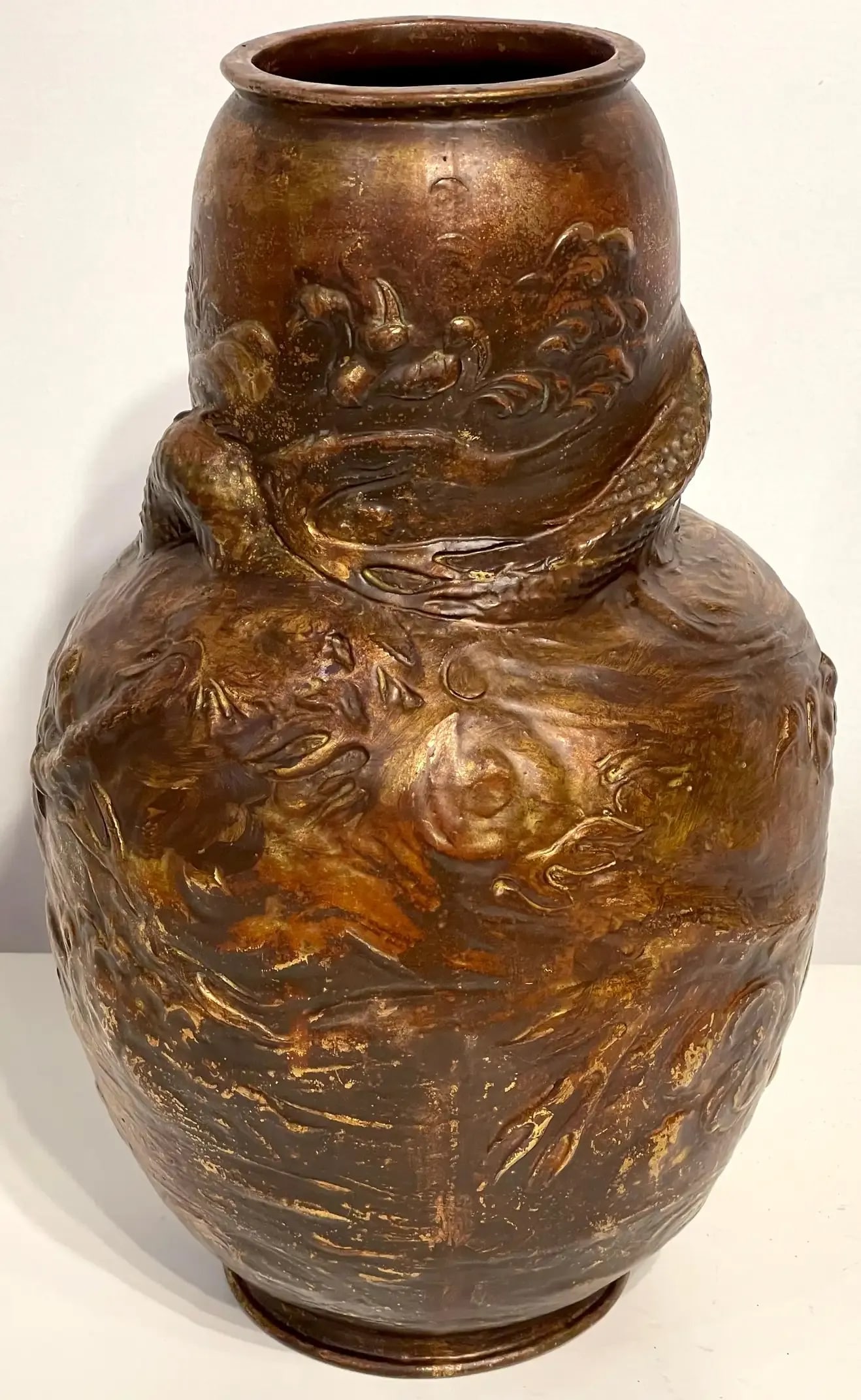 Late 19th Century Japonisme Dragon Motif Copper Clad Vase by Bretby Pottery - 7