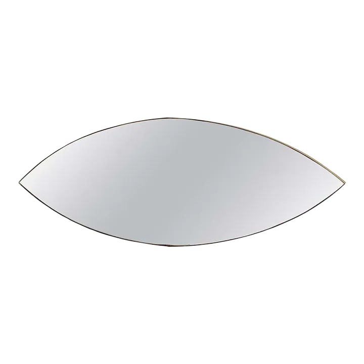 Mid 20th Century Italian Mid-Century Brass Eye Motif / Ellipsis Points Mirror, 1950s: Italian Mid -Century Modern brass Eye Motif / Ellipsis Points*mirror, 1950s Italy, Circa 1950s When hung horizontally the mirror resembles an 'eye' When hung vertically the mirror Ellipsis Points*, st