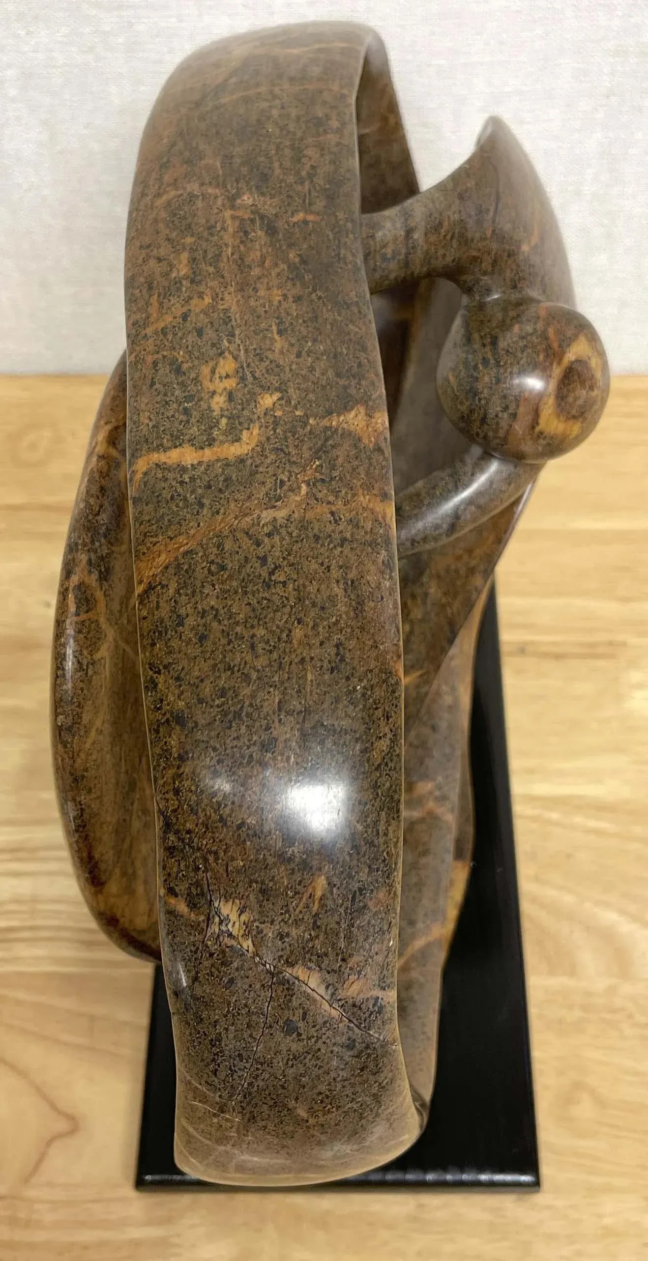 Late 20th Century Modern Carved Marble Abstract-Biomorphic Sculpture Signed, I, Vallea '98 - 8