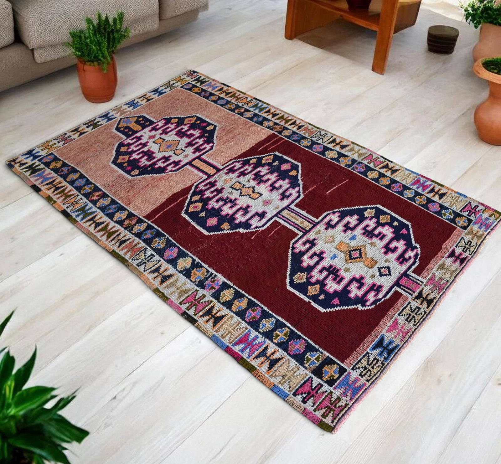 Vintage Hand Knotted Rug Ethnic Kurdish Rug - 4"²8"³ X 8"² - 2