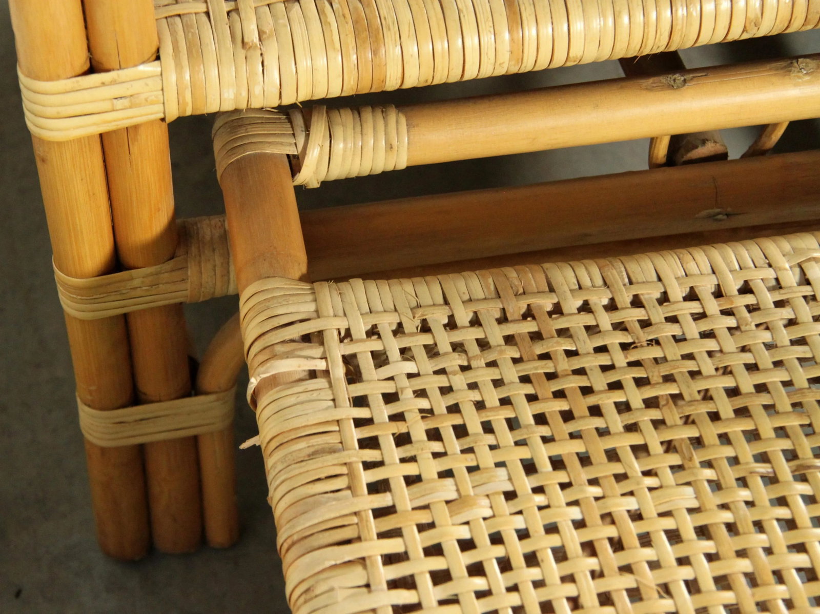Vintage Bamboo Rattan Adjustable Lounge Chair / Recliner - 9