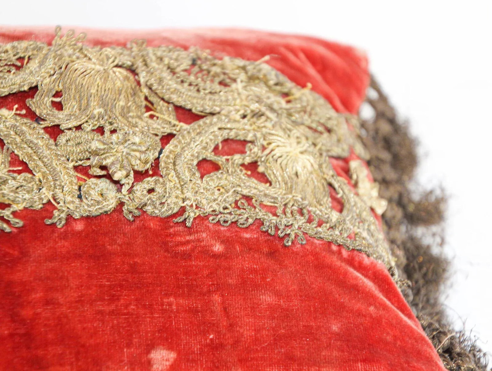Antique Venetian Moorish Silk Velvet Throw Pillows Embellished With Metallic Treads - 10