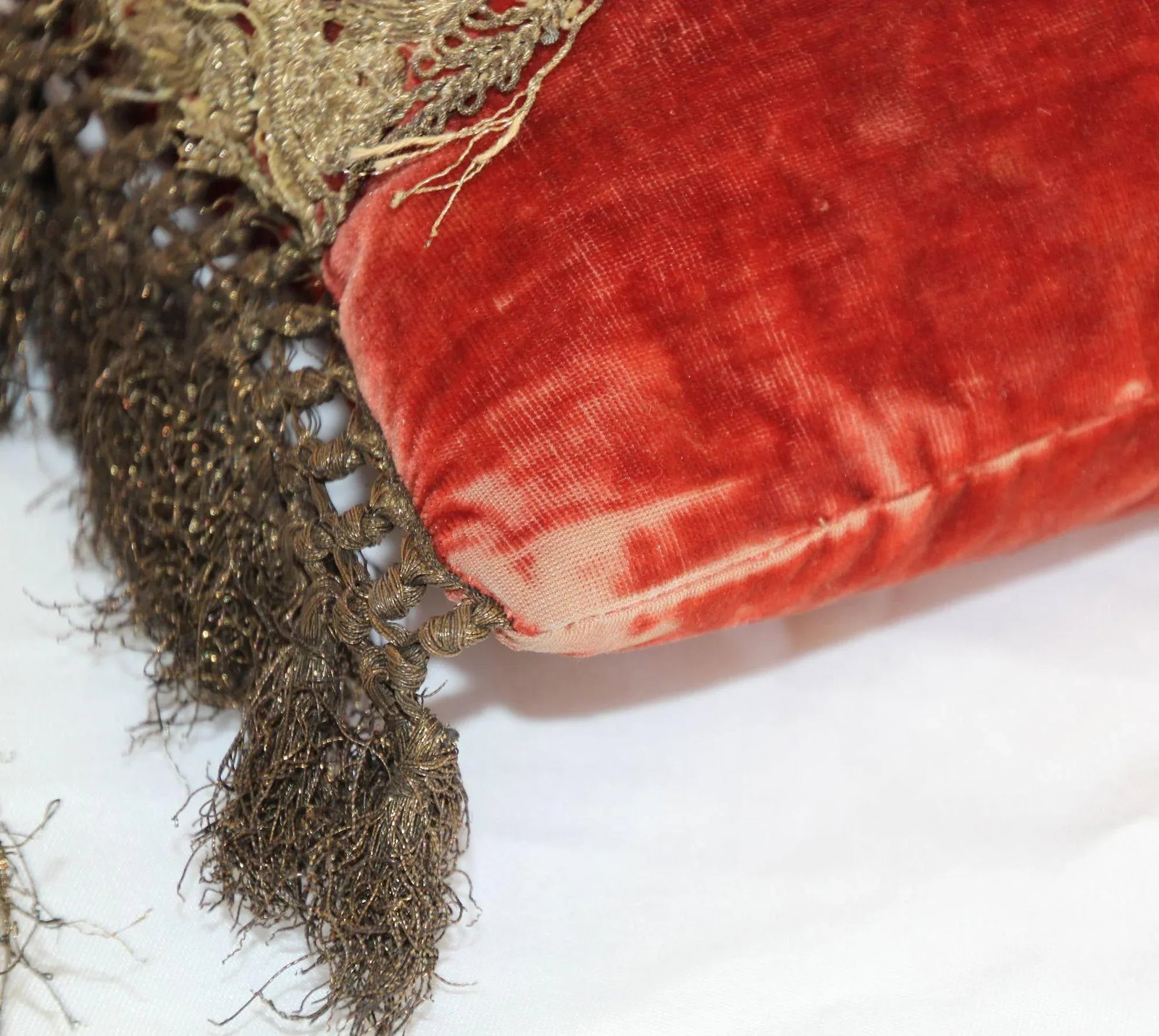 Antique Venetian Moorish Silk Velvet Throw Pillows Embellished With Metallic Treads - 11
