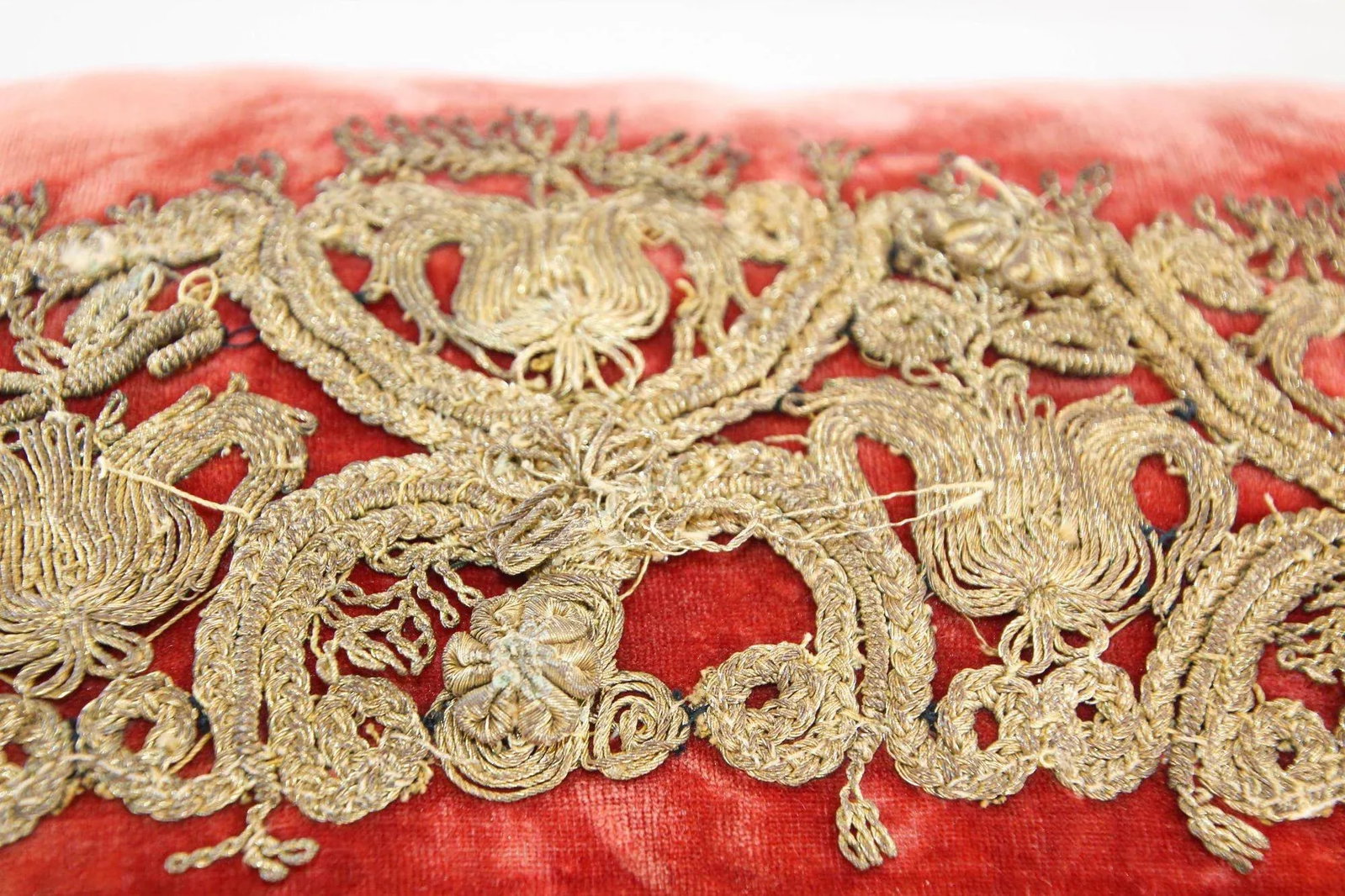 Antique Venetian Moorish Silk Velvet Throw Pillows Embellished With Metallic Treads - 7