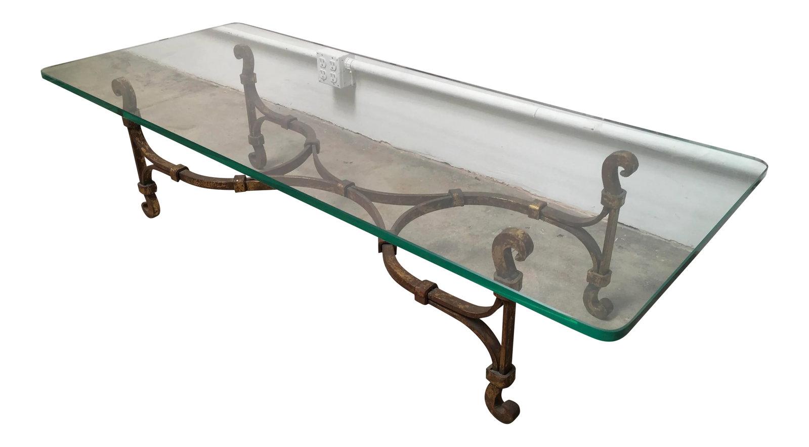 Gilded Iron Coffee Table Attributed to Arturo Pani – Mexican Modernism, Circa 1950s: A stunning example of Mexican Modernism, this gilded iron coffee table is attributed to the legendary designer Arturo Pani, known for his elegant fusion of classical European forms with modernist
