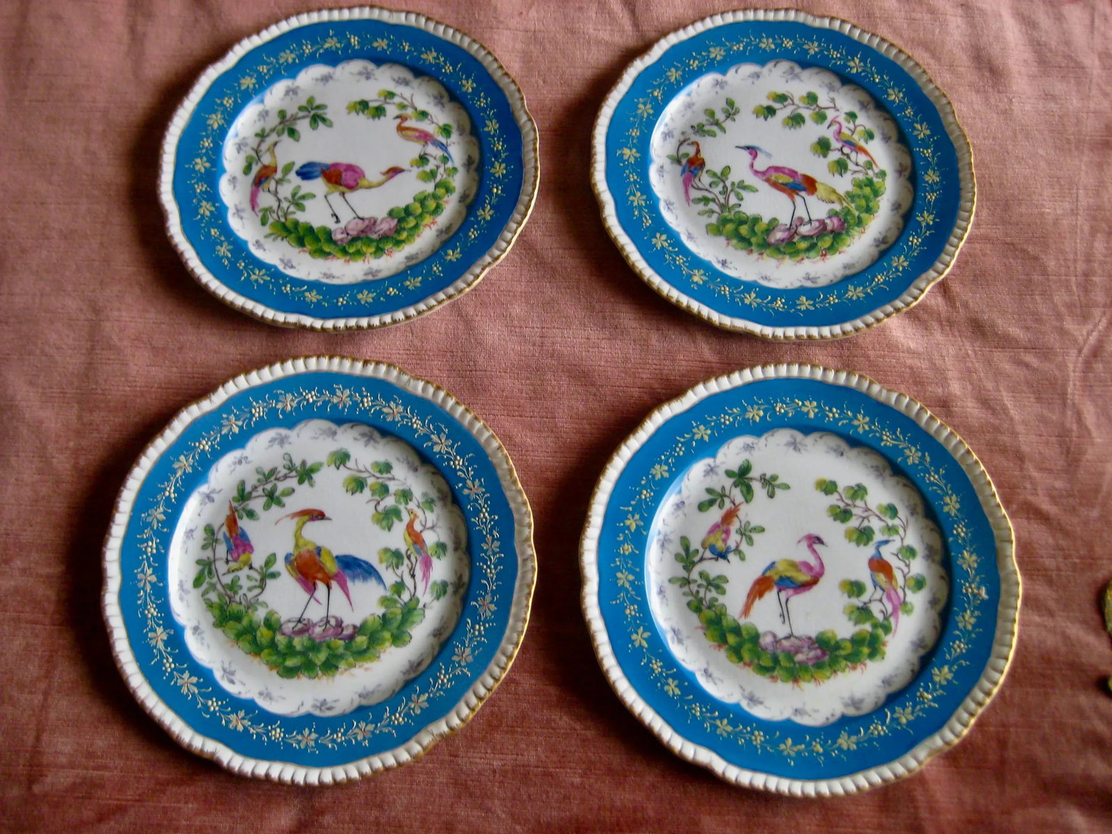 Dresden Bird Porcelain Plates- Set of 4 - 13