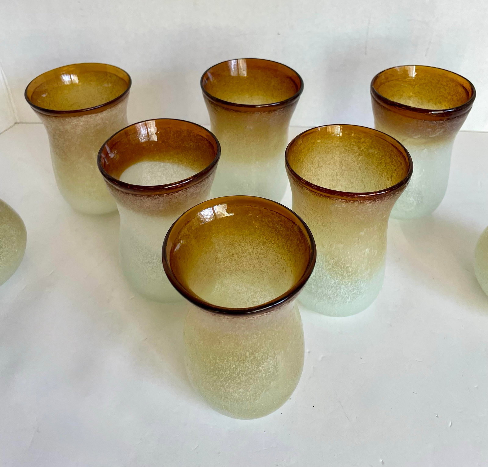 1970s Murano-Style Hand-Blown Frosted Art Glass Barware Set - 8 Pieces - 2