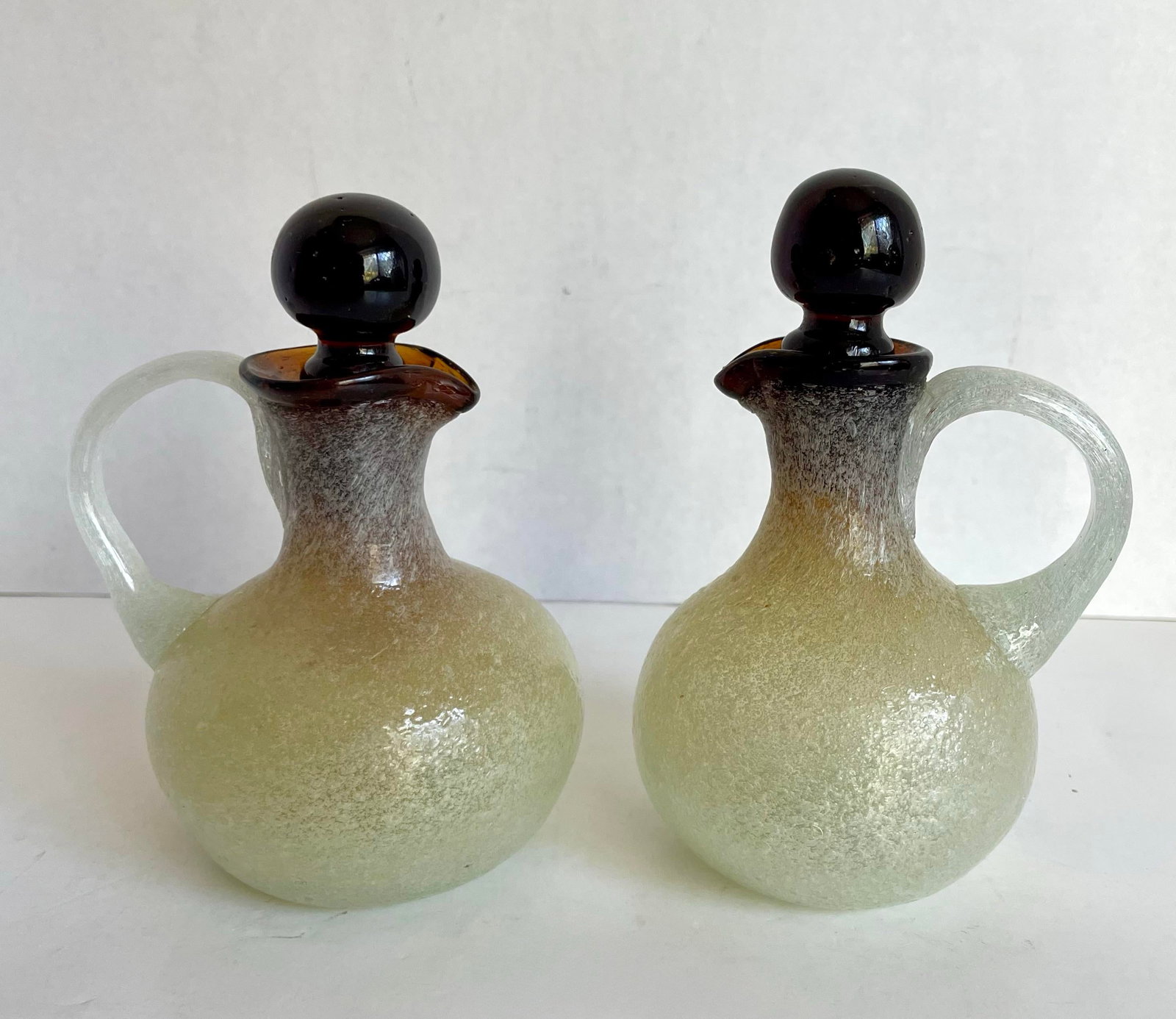 1970s Murano-Style Hand-Blown Frosted Art Glass Barware Set - 8 Pieces - 3