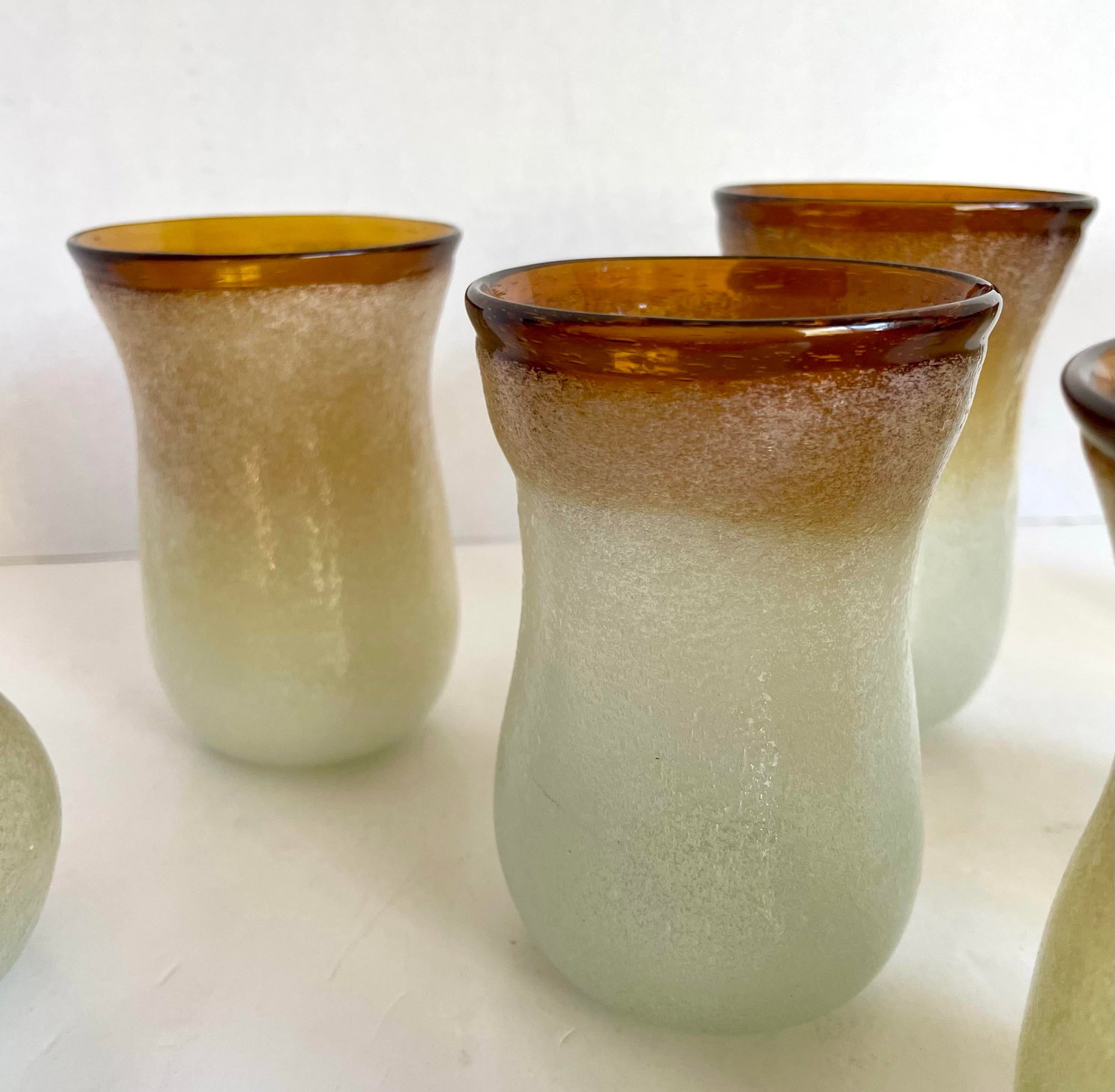 1970s Murano-Style Hand-Blown Frosted Art Glass Barware Set - 8 Pieces - 7