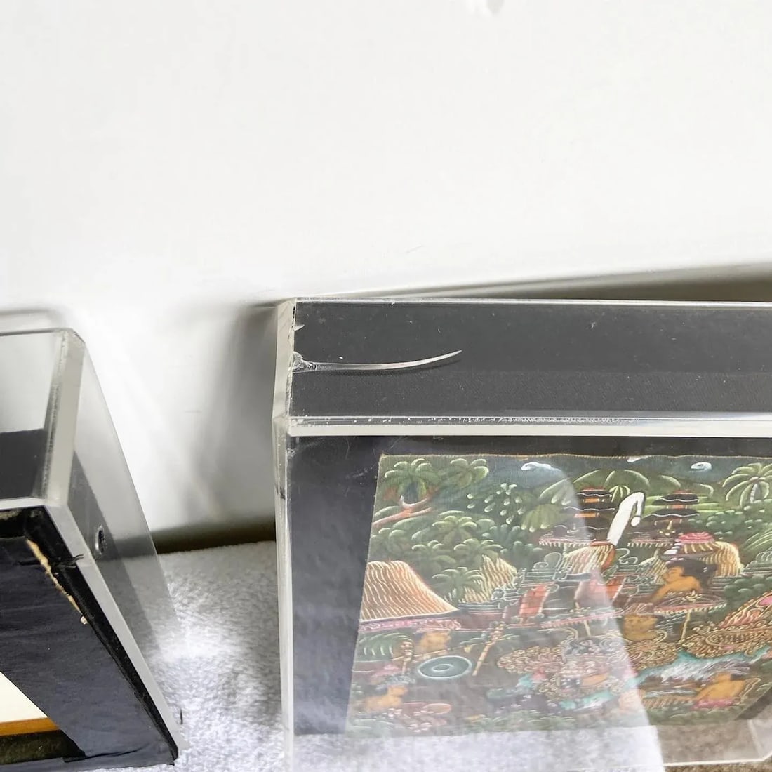 Vintage Balinese Paintings on Paper in Acrylic Frames - Set of 3 - 10