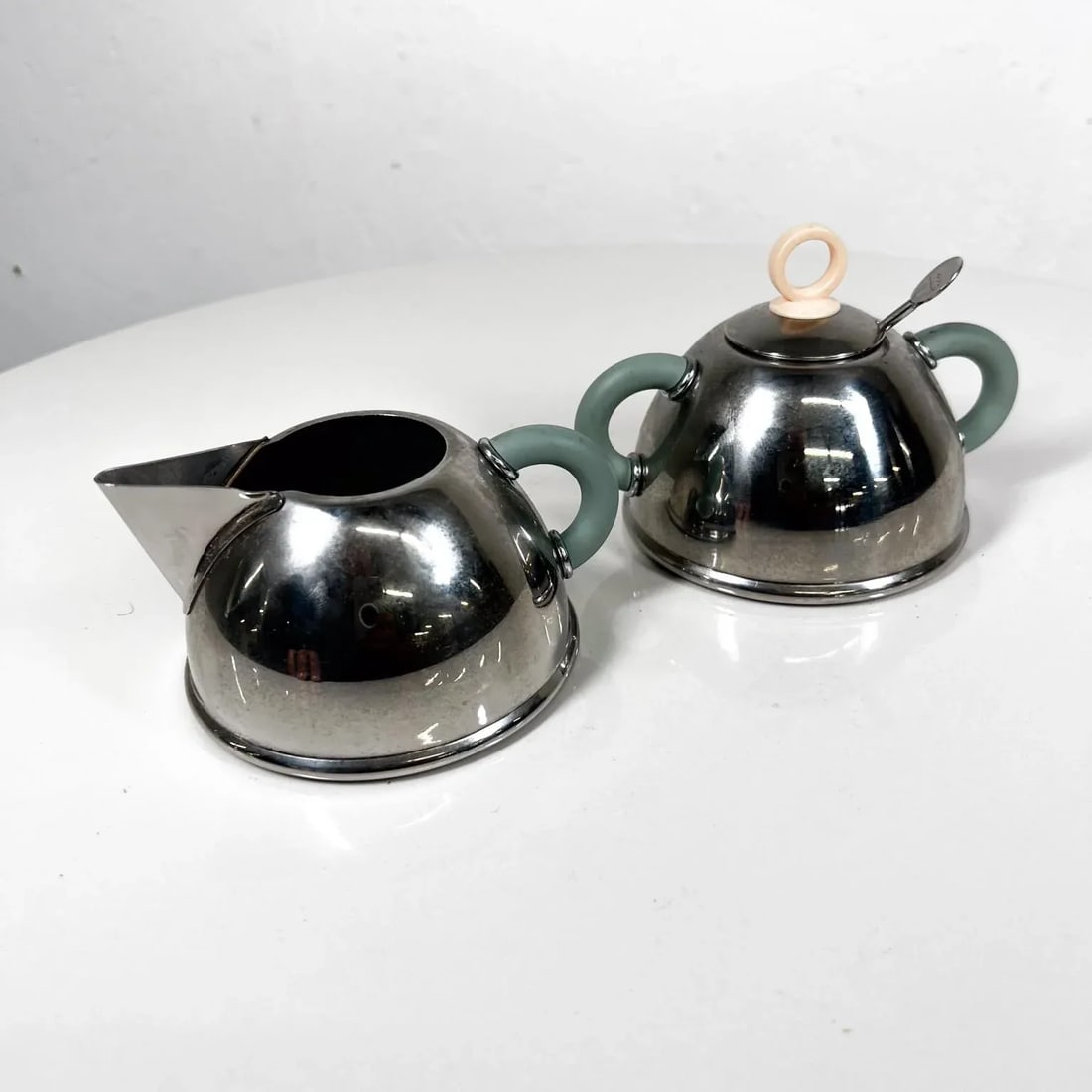 1985 Iconic Alessi Sugar Bowl + Creamer Designed by Michael Graves - 3