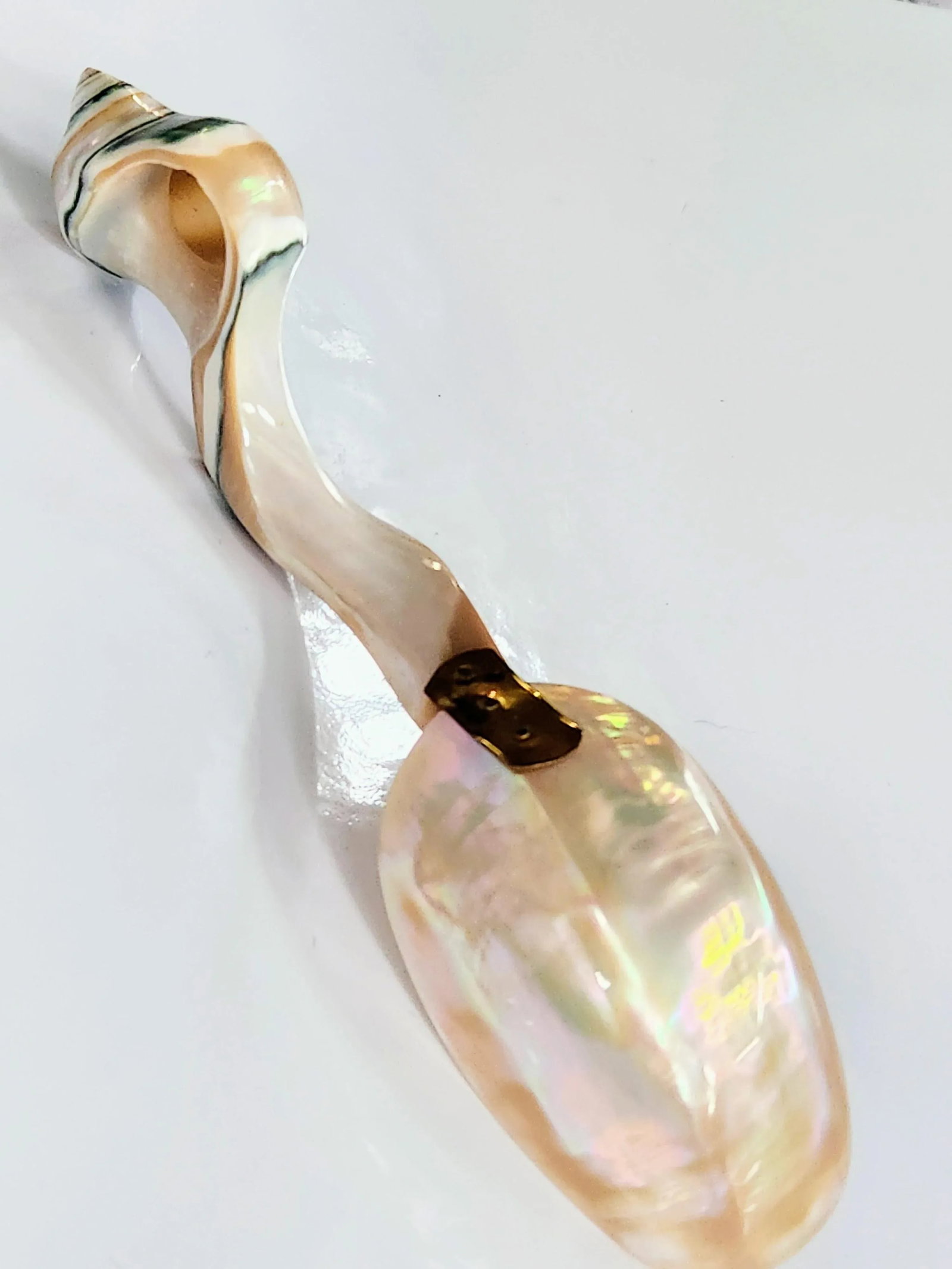 1970s Mother-Of-Pearl Organic Sculptural Sea Shell Serving Spoon - 12