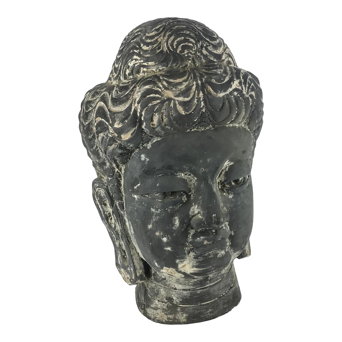 Vintage Chinese Clay Statue Soldier Head Bust: Large impressive clay head, molded by hand in the 1940's. This statue will look great on a simple modern pedestal. Quite heavy and sits stable on any surface. Was purchased at an auction during the