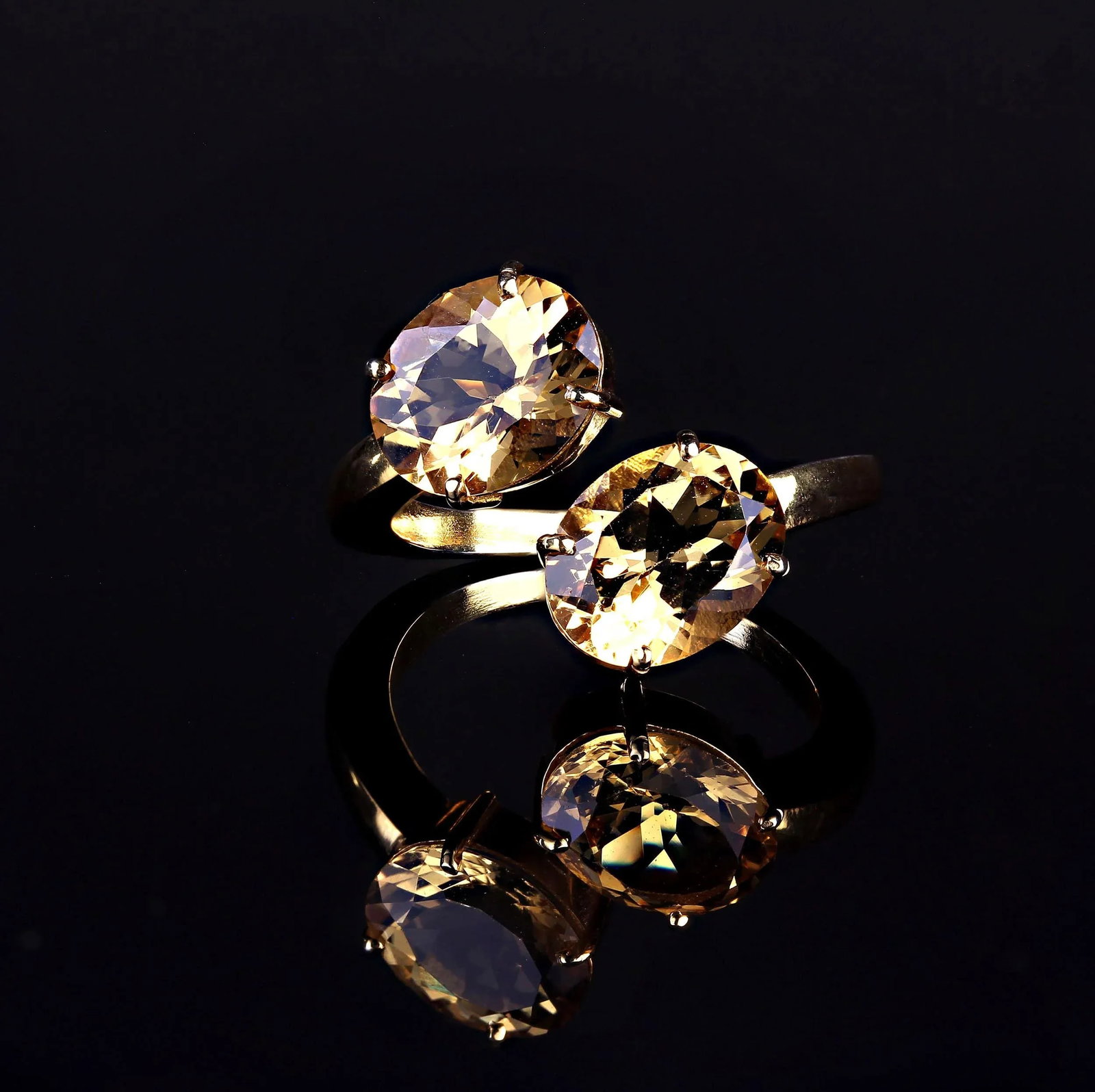 Golden Beryl Bypass Ring in Gold Over Sterling Silver Size 8 - 4