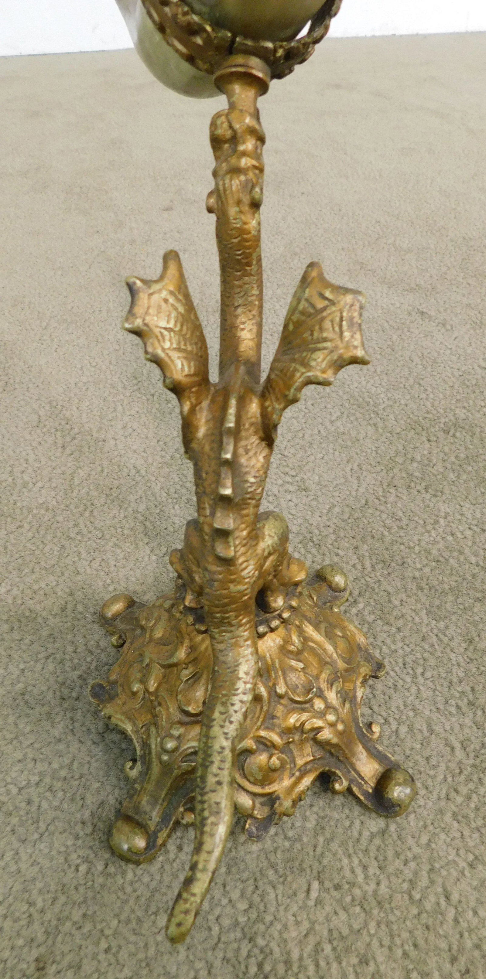 Antique Bronze Dragon Sculpture With Horn Vases - 11