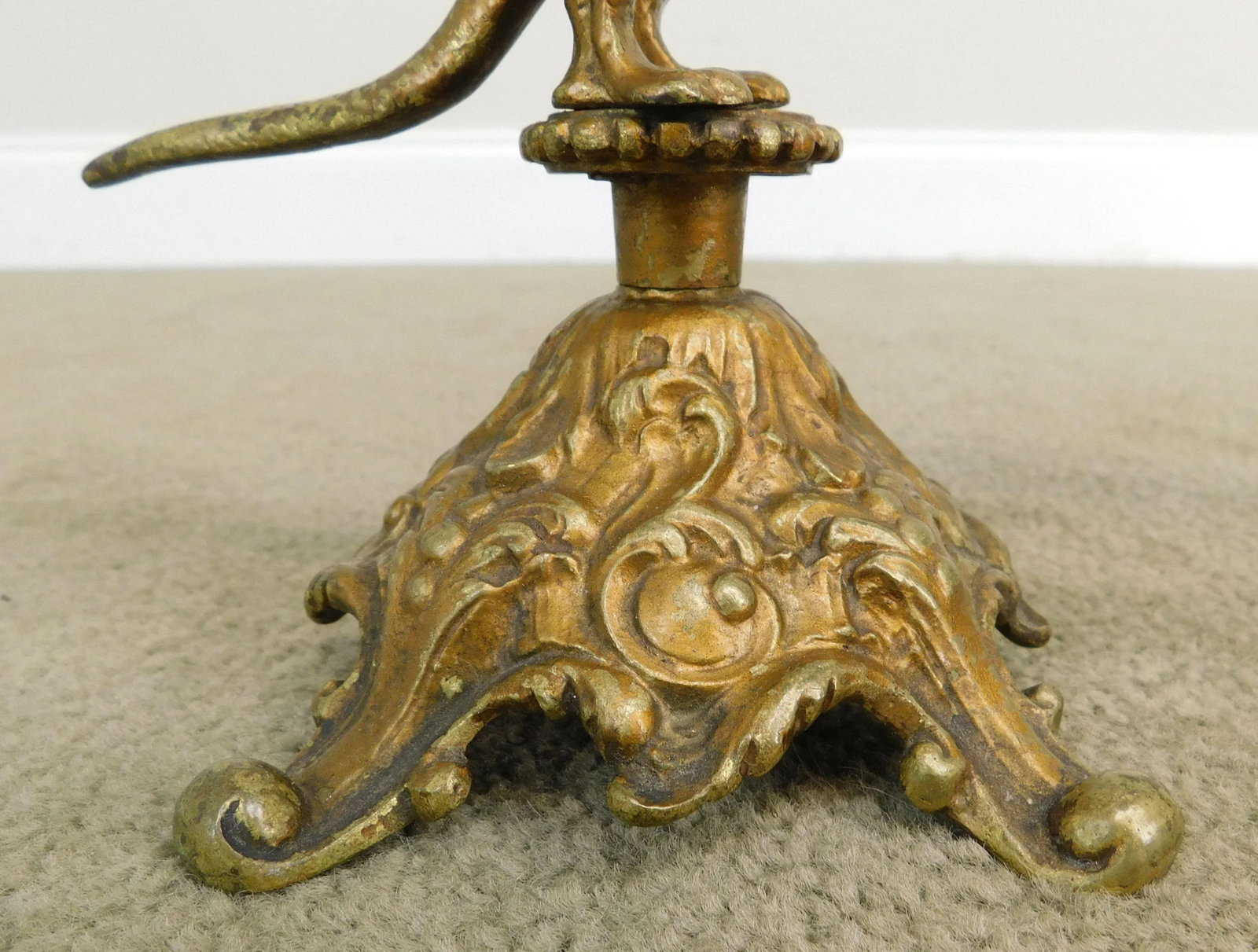 Antique Bronze Dragon Sculpture With Horn Vases - 9