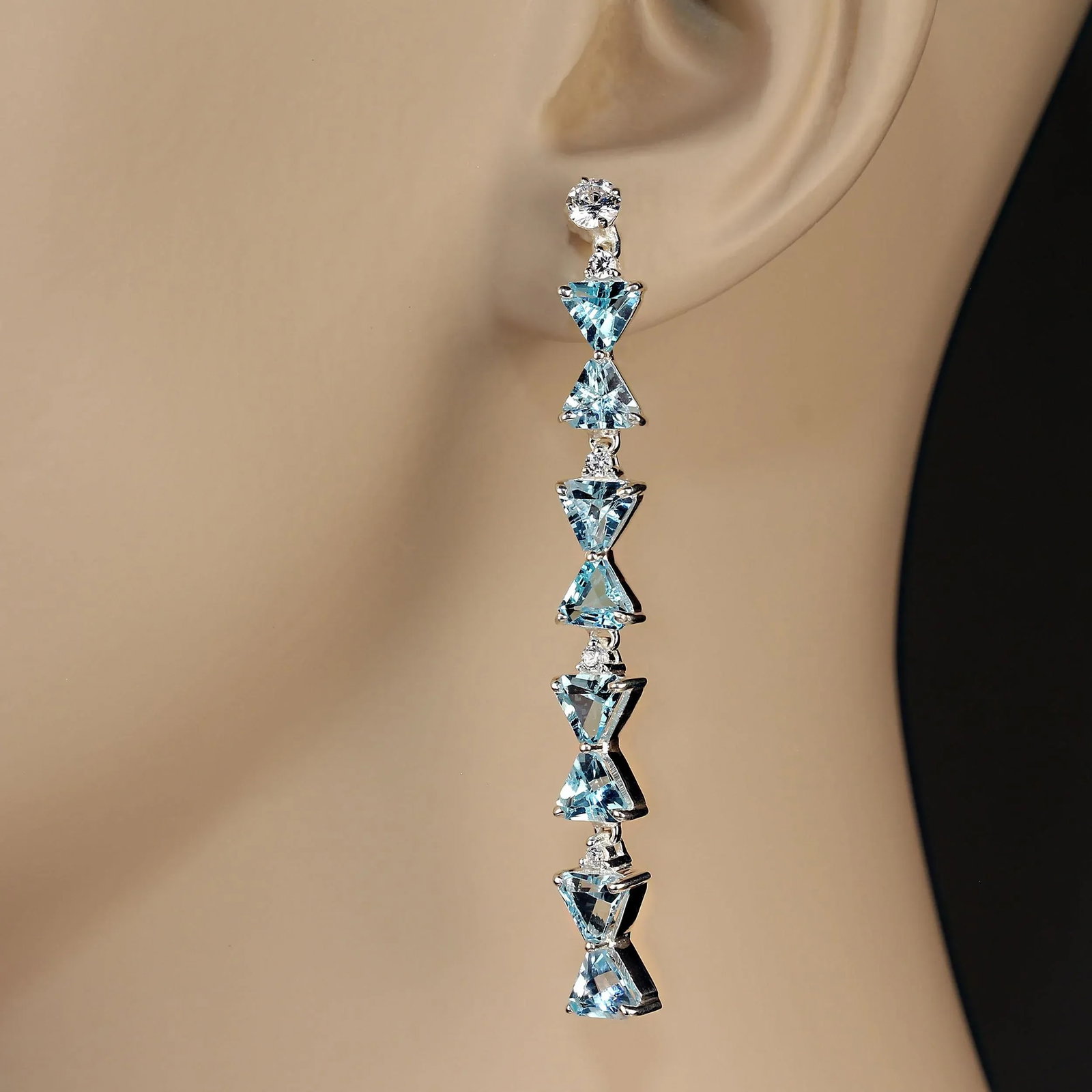 Bedazzling Blue Topaz Dangle and Sterling Silver Earrings - 2 Pieces - 2