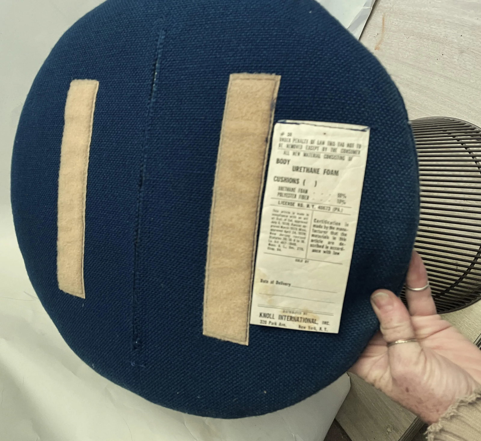 Mid 20th Century Warren Platner Knoll International Stool Original Blue Fabric Bronze Metal - 6