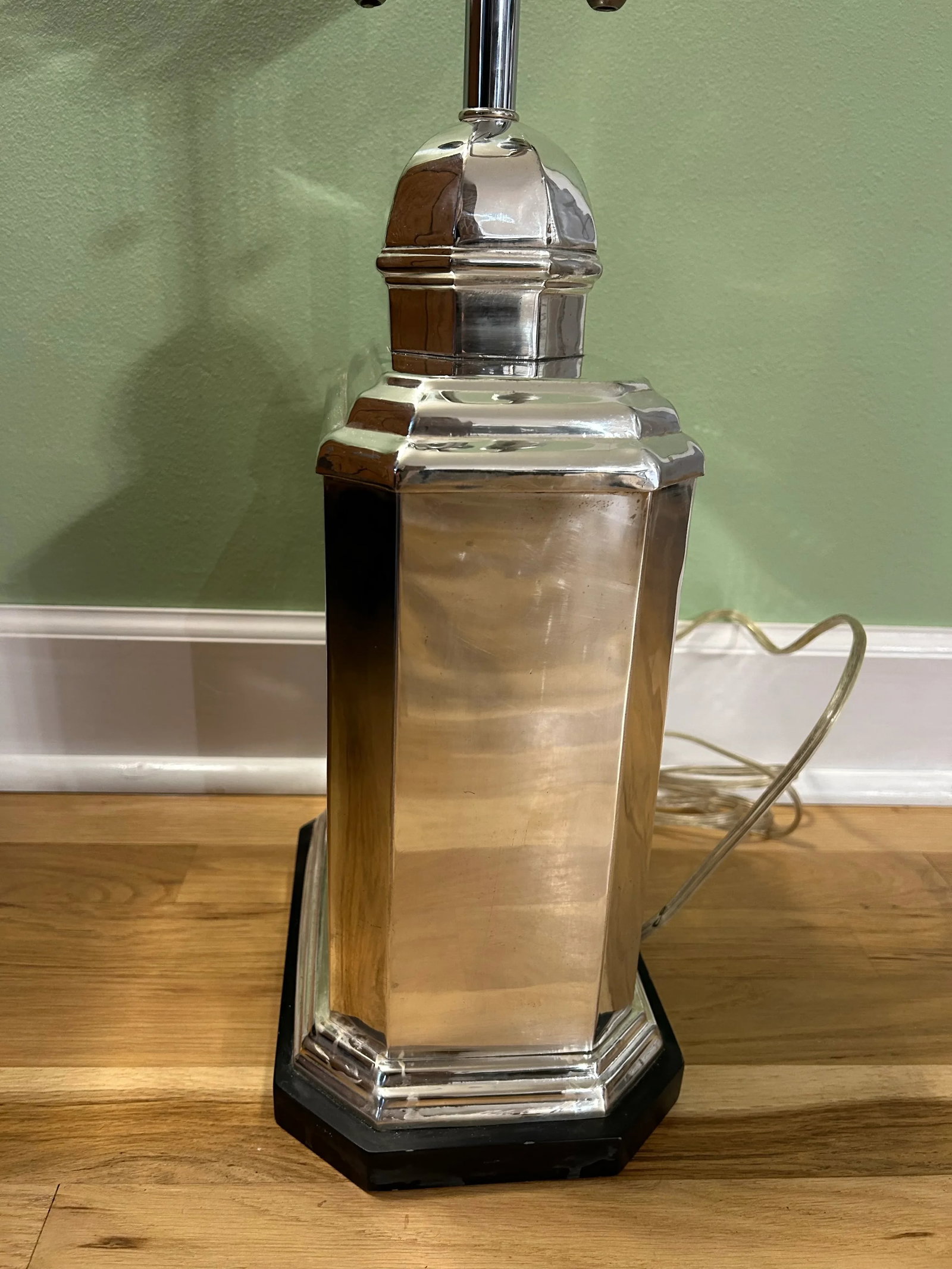 1991 Mario Buatta for Frederick Cooper Silver Plate Tea Caddy Canister Lamp - 5