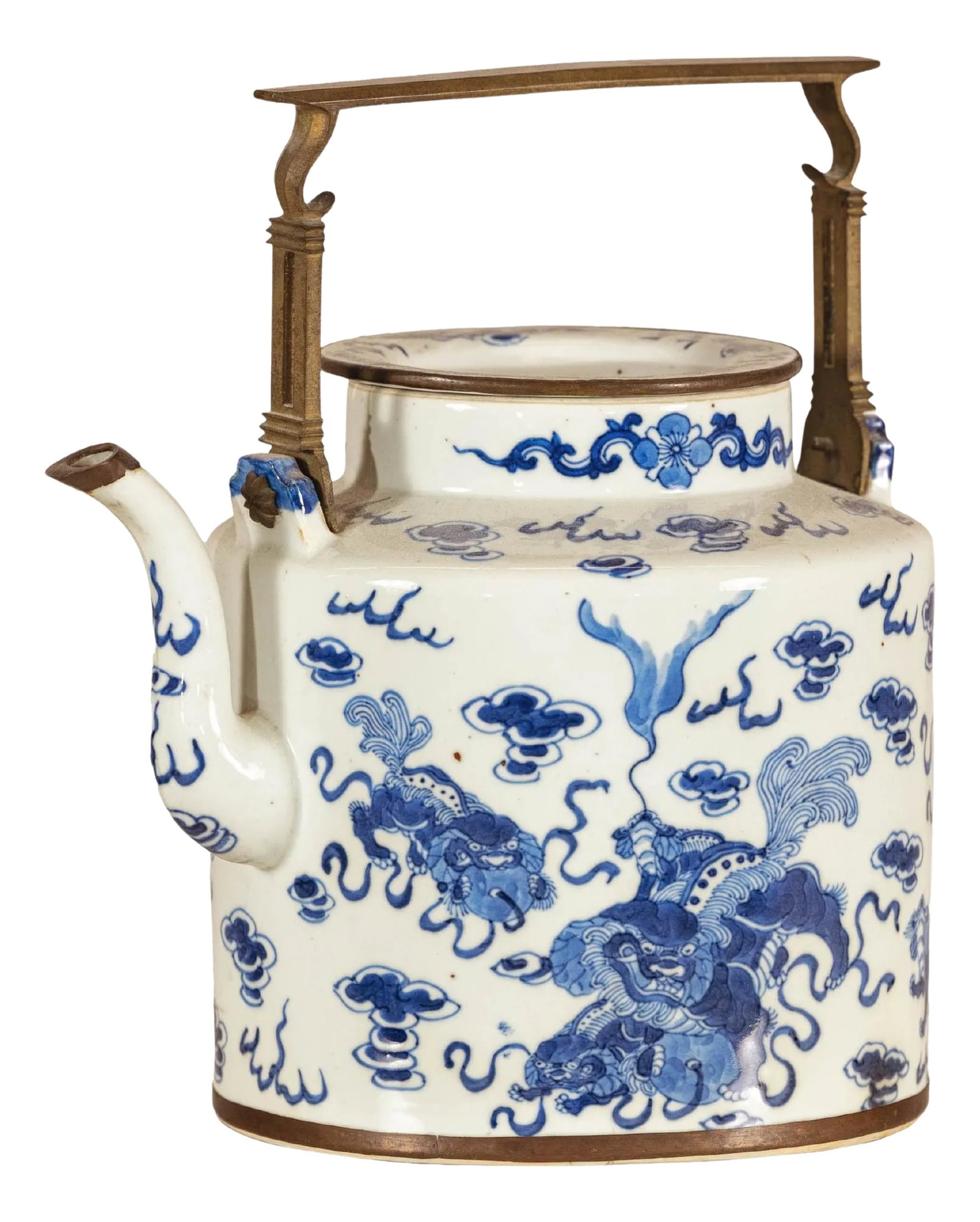 Blue and White Porcelain Teapot with Mythical Qilin and Auspicious Cloud Motifs (1 of 12)