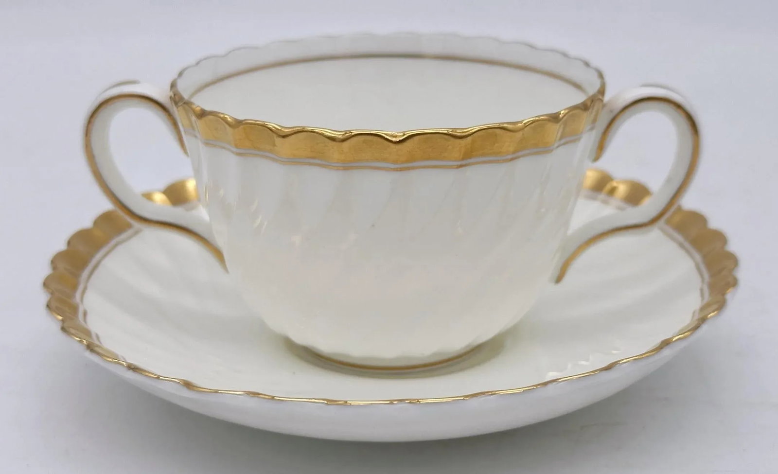 12 Tiffany & Company Mintons 'Gold Crocus' Pattern Twin handled Cups & Saucers - 10