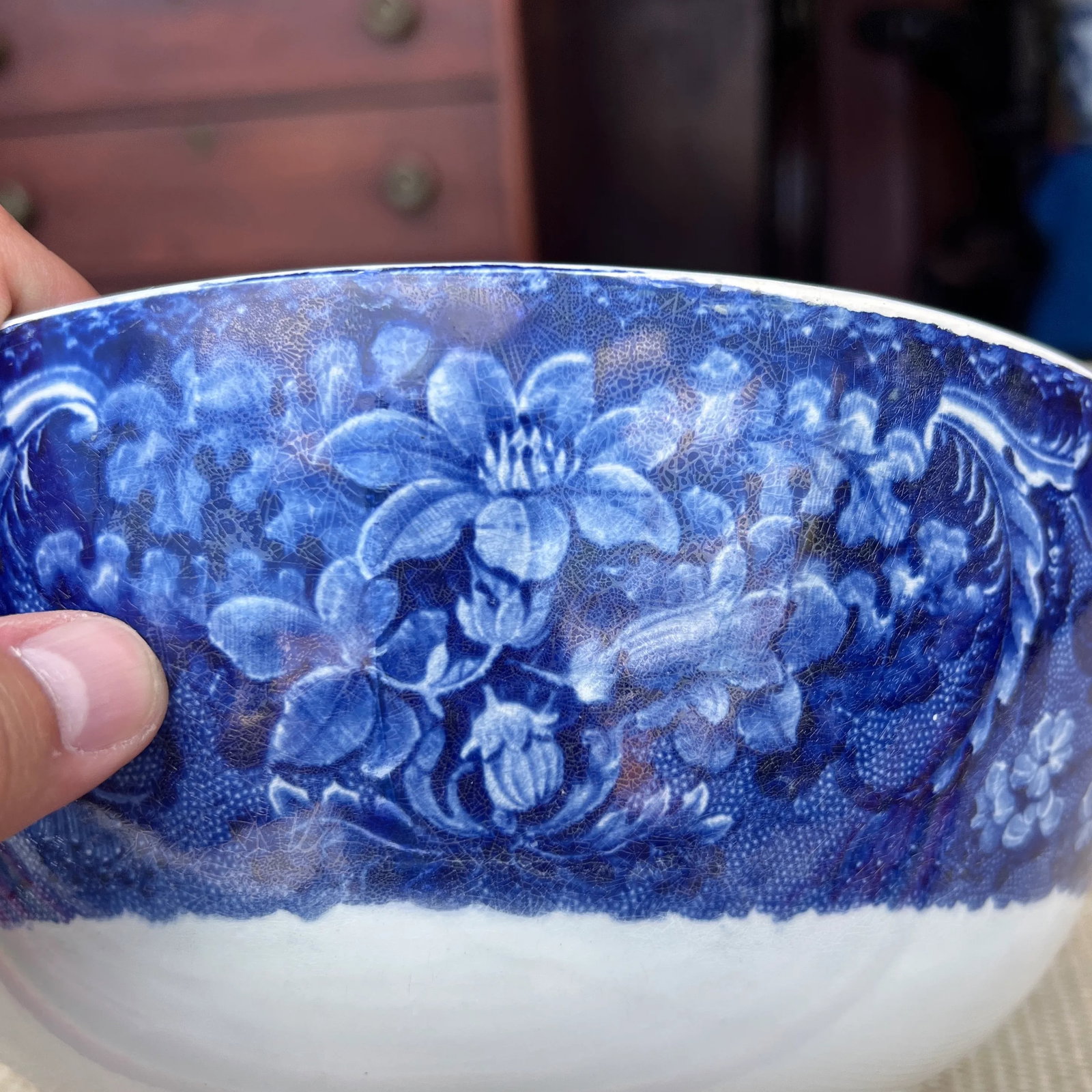 Antique Pearlware Historic Blue Transferware Decorated Punch Bowl, 1820's - 11