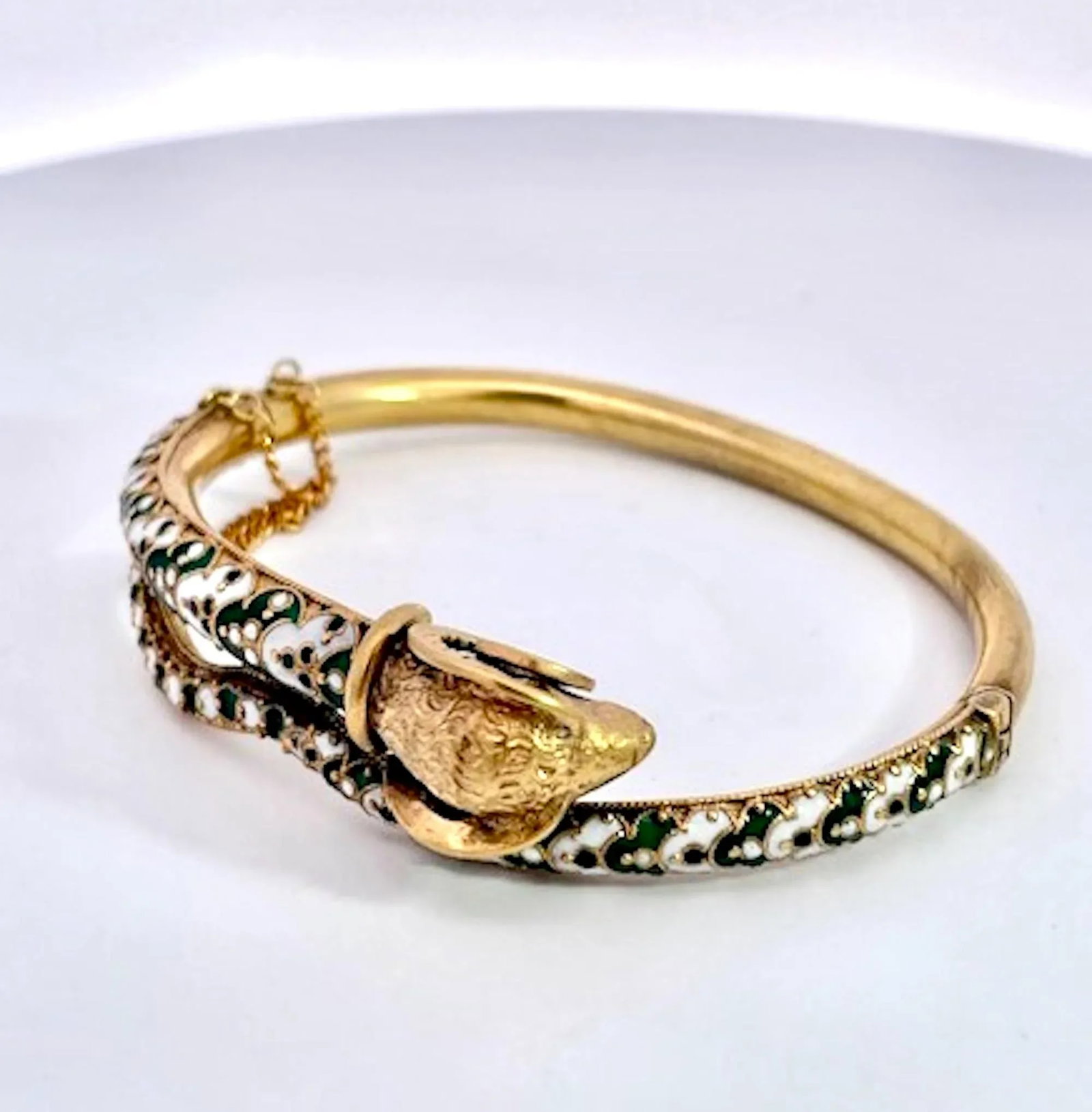 1950s Enamel Ram Bracelet 14k - 3