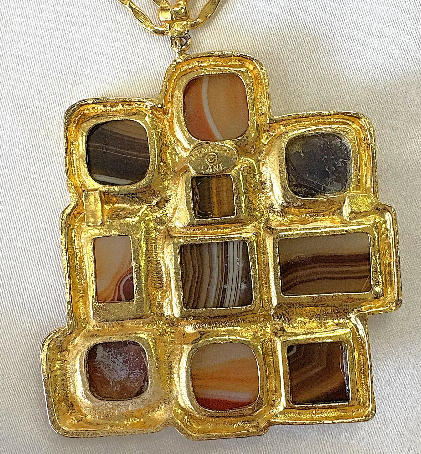Vintage Designer Kenneth Lane Signed Geometric Pendant Necklace - 10