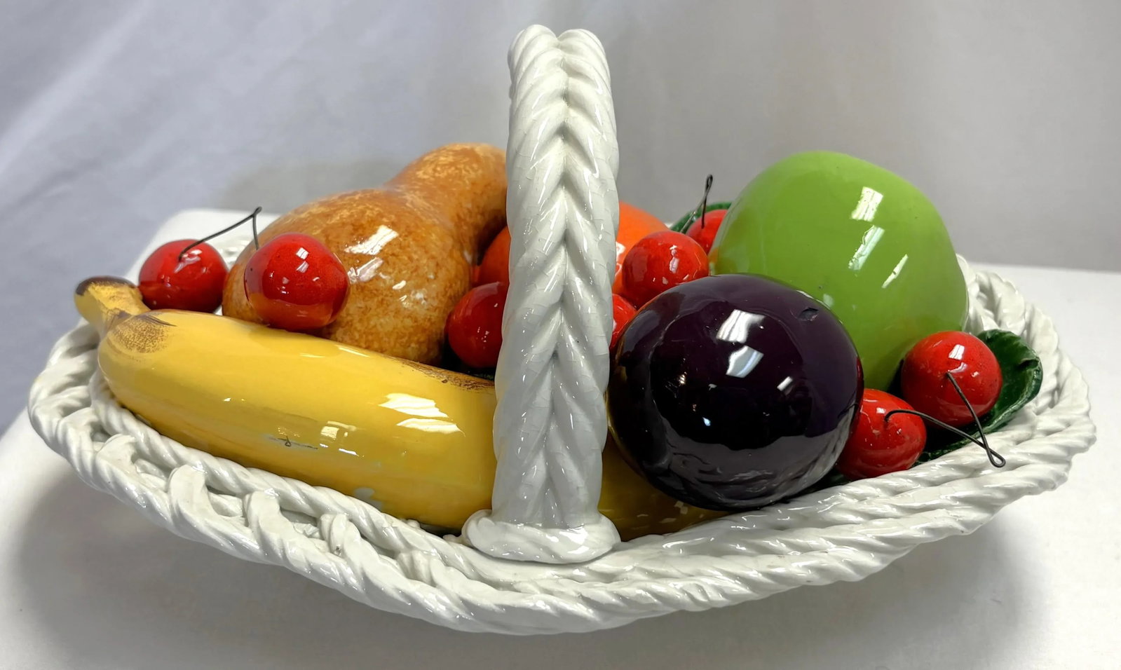 Vintage Italian Majolica Fruit Basket - 7
