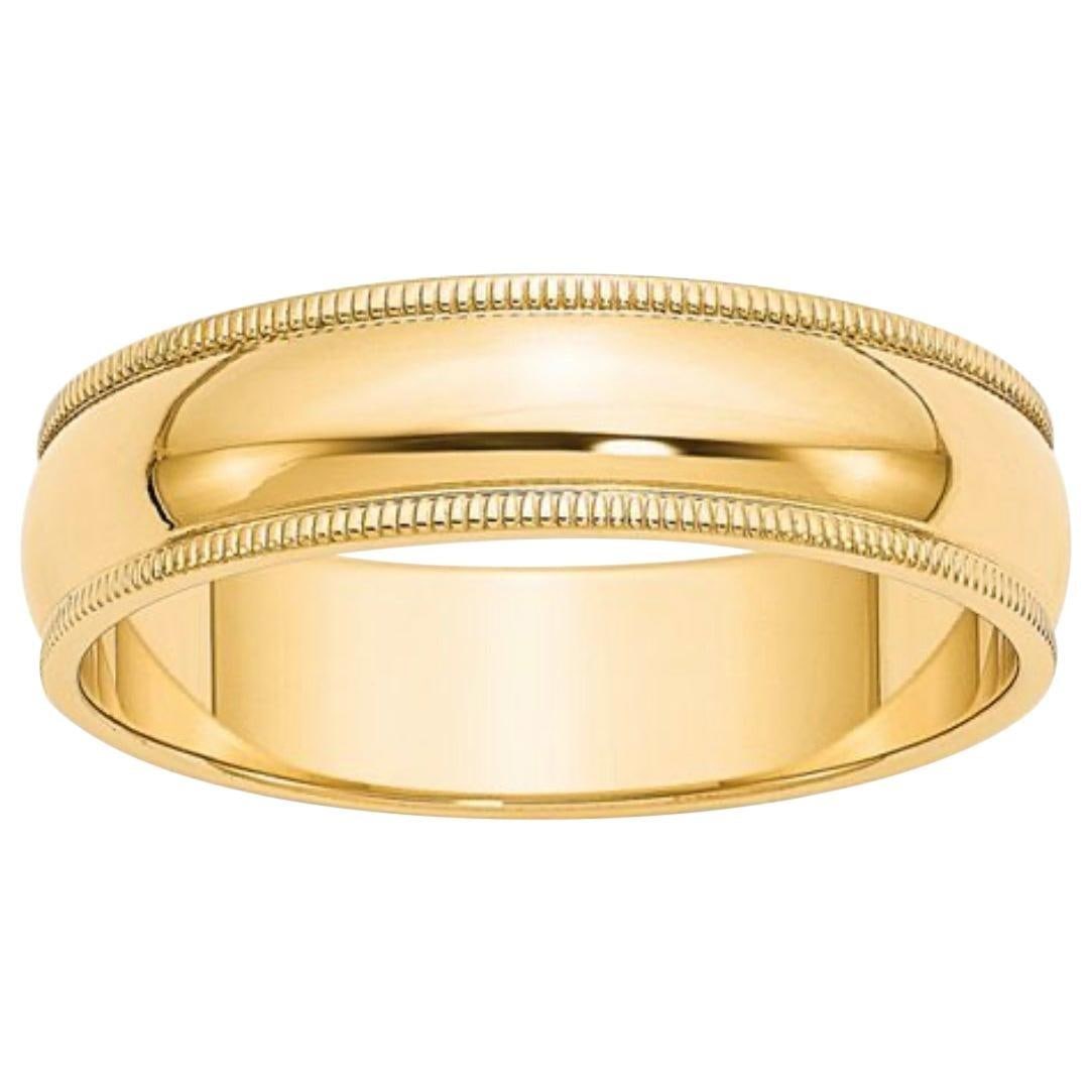 14 Karat Gold Milgrain Half Round Comfort Fit Wedding Band 8.5 Grams - 15