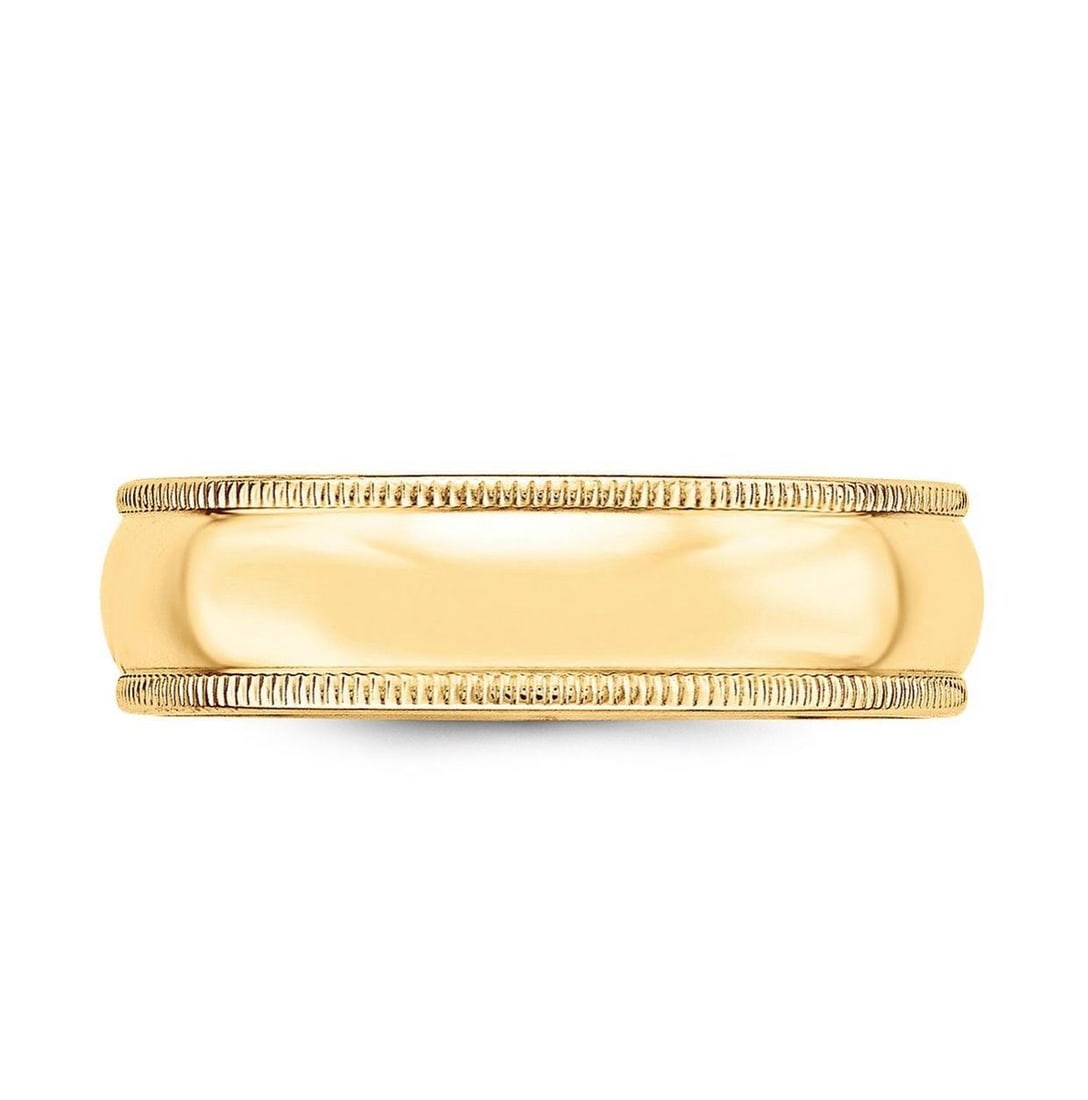 14 Karat Gold Milgrain Half Round Comfort Fit Wedding Band 8.5 Grams - 17