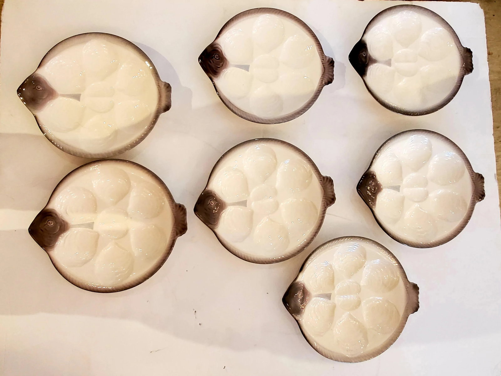 Vintage Oyster Plates -Set of 7 - 11