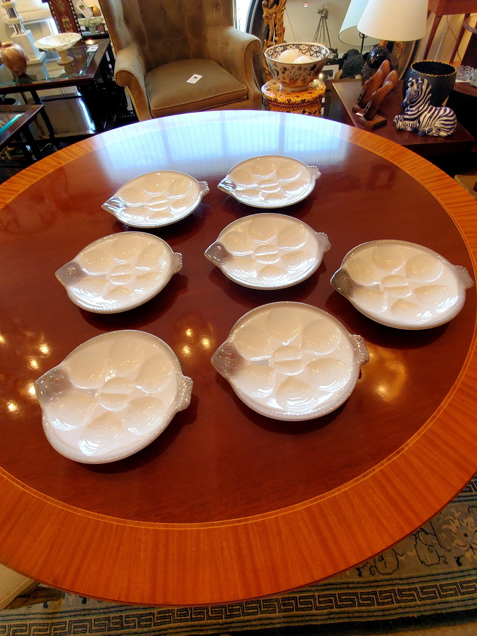 Vintage Oyster Plates -Set of 7 - 8