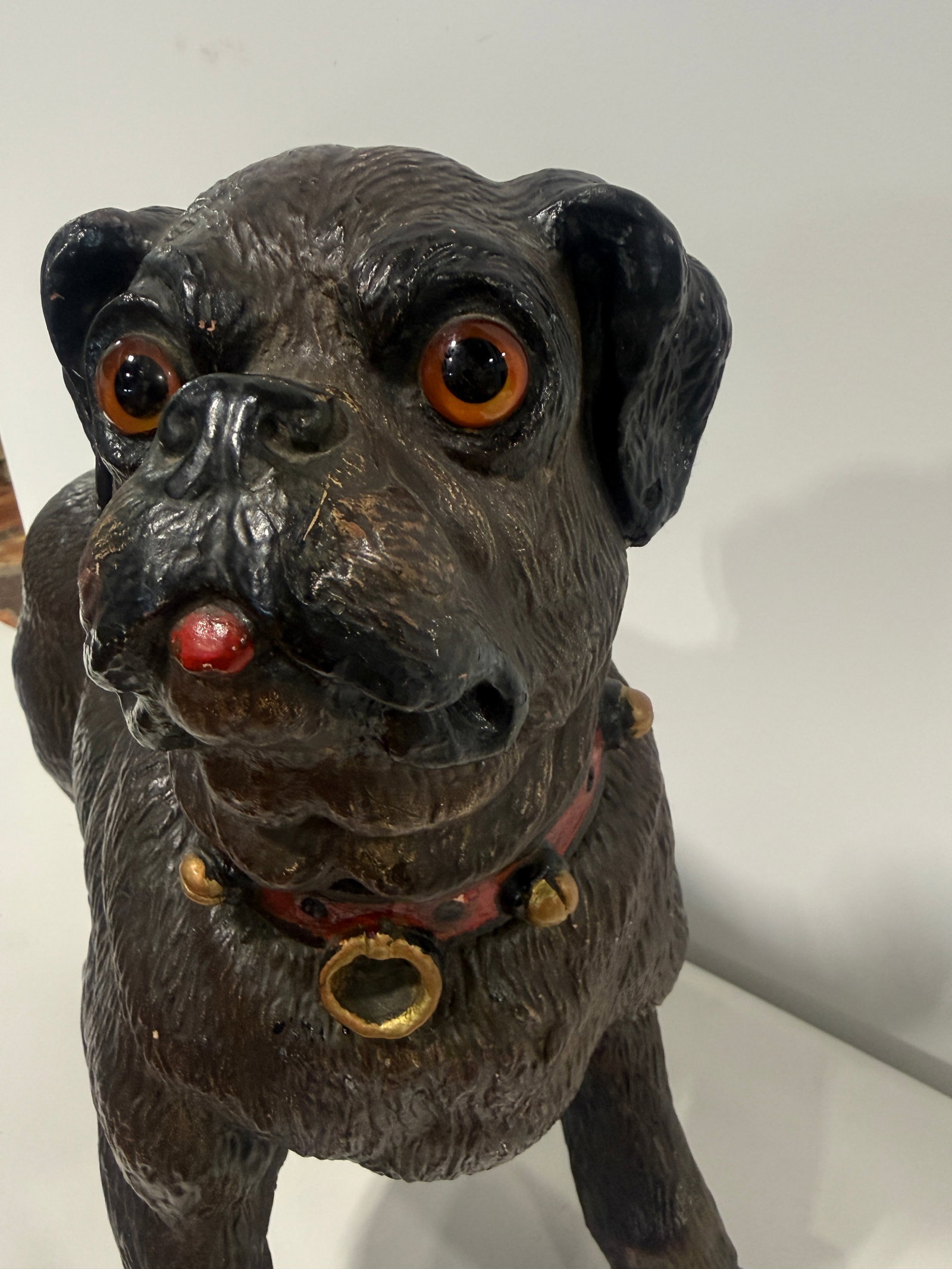 English Terracotta Pug Dog Sculpture With Glass Eyes, Early 20th Century - 2