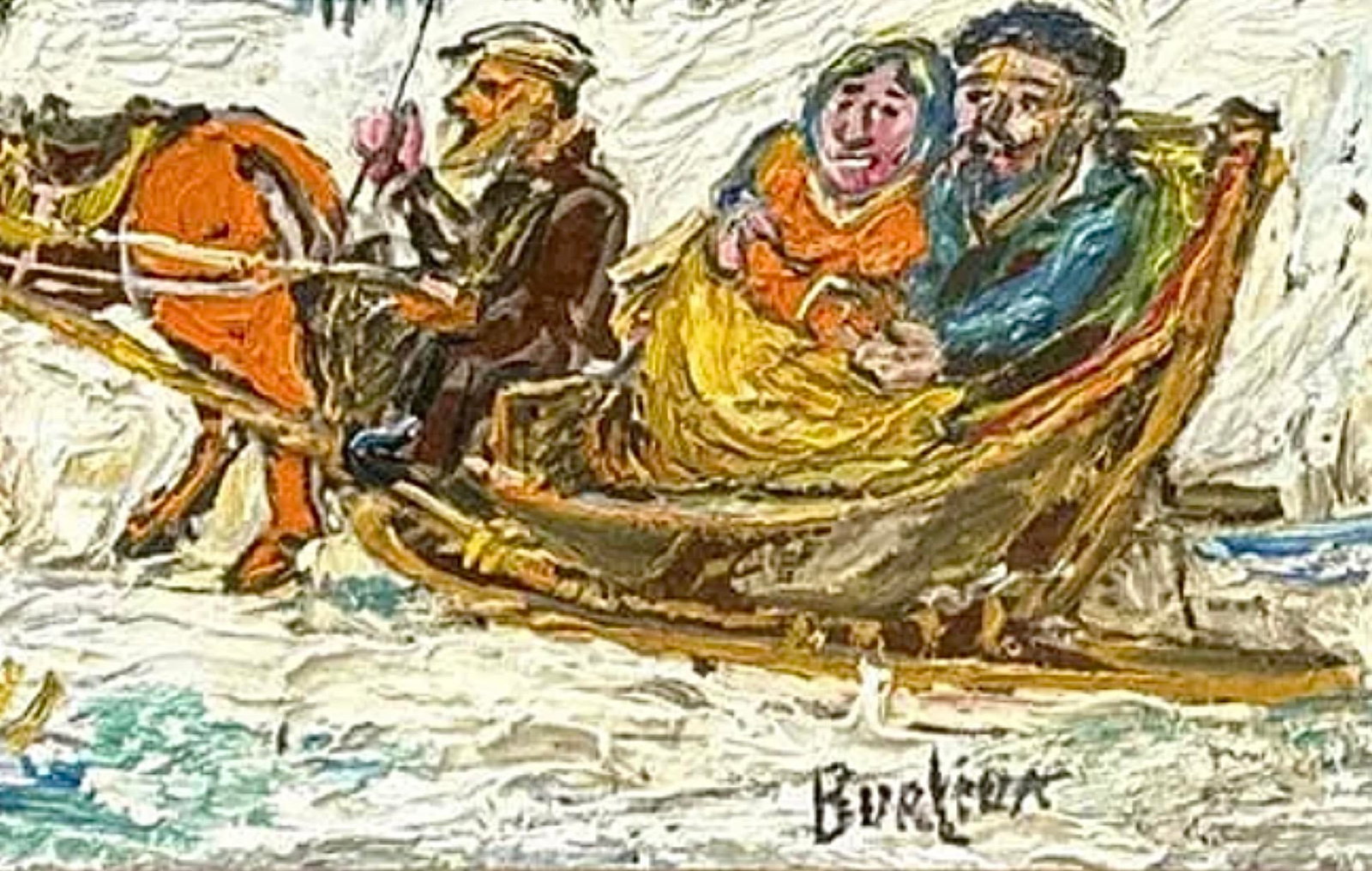 Winter Scene of Couple in a Sleigh by David Burliuk - 4