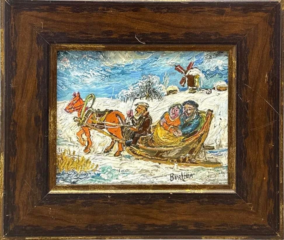 Winter Scene of Couple in a Sleigh by David Burliuk - 8