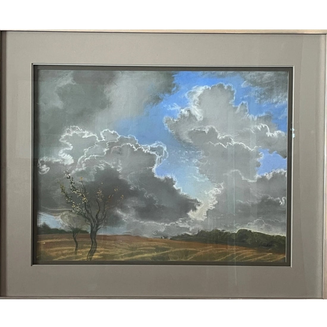 Late 20th Century David Palladini Original Landscape Painting - Dramatic Clouds & Trees 34x28 - 4