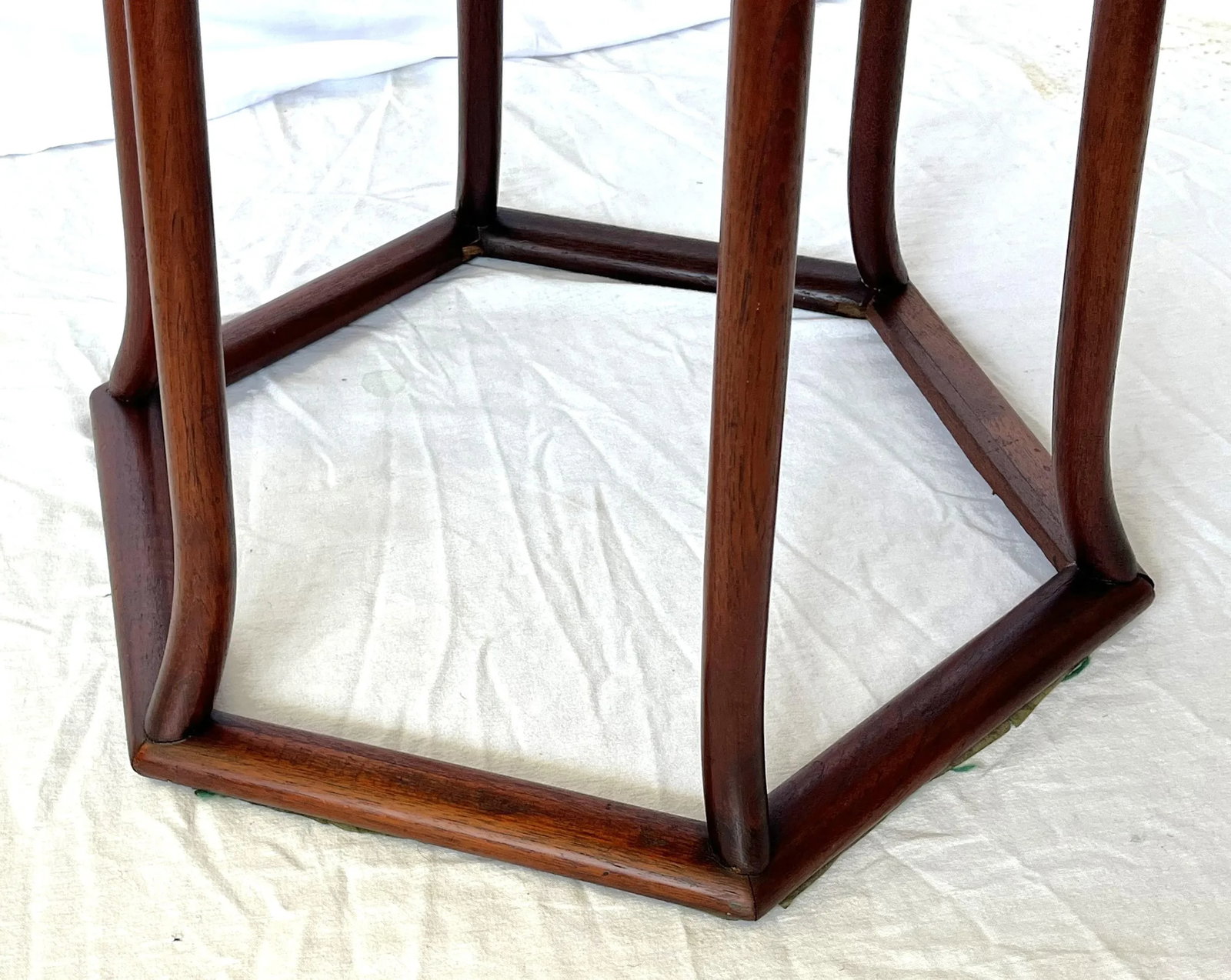 Mid Century Modern Walnut Parquet Hexagon Table by Hong Kong Teakwood Works - 6