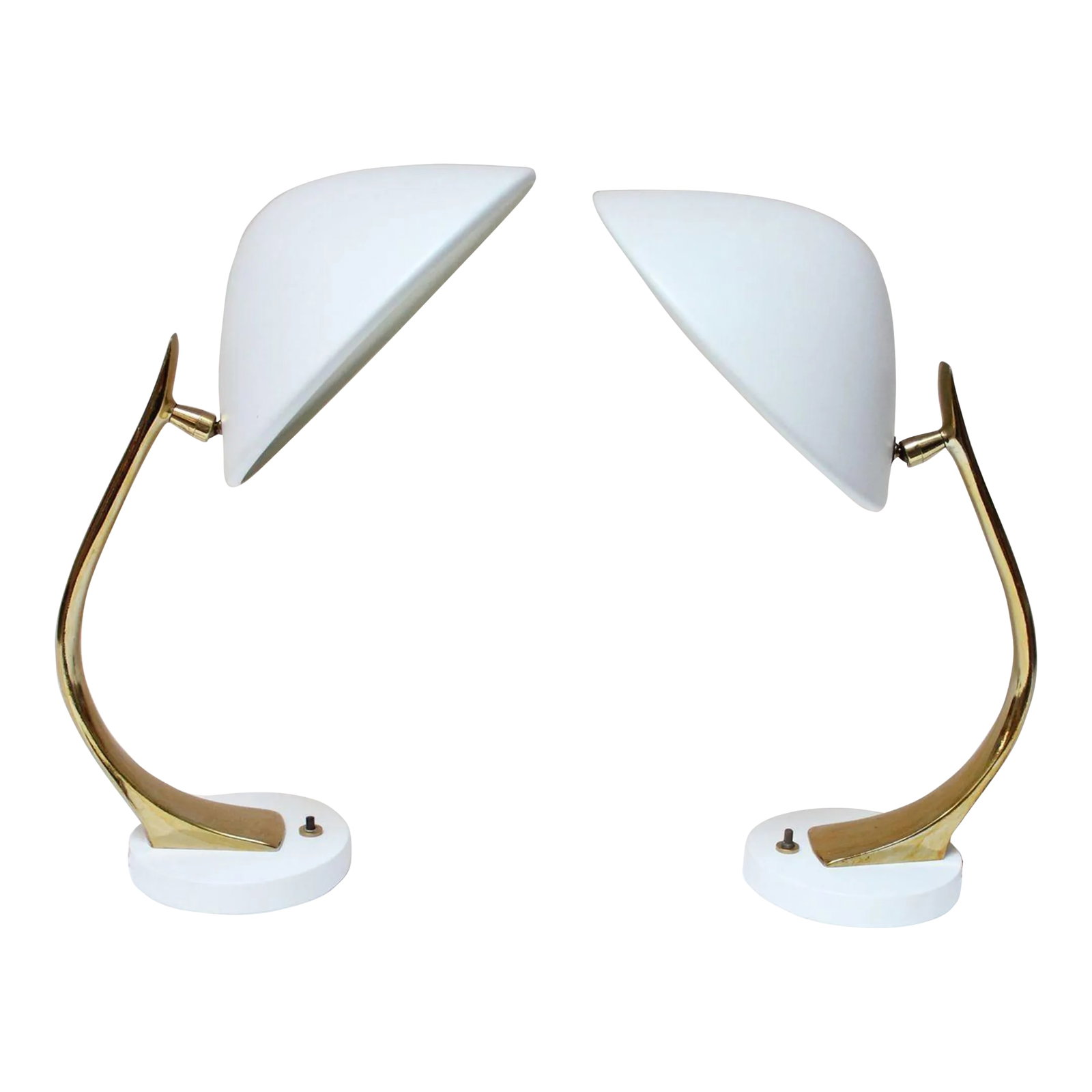 Pair of Vintage Sculptural Adjustable Metal and Brass Finish Table Lamps by Laurel (1 of 13)