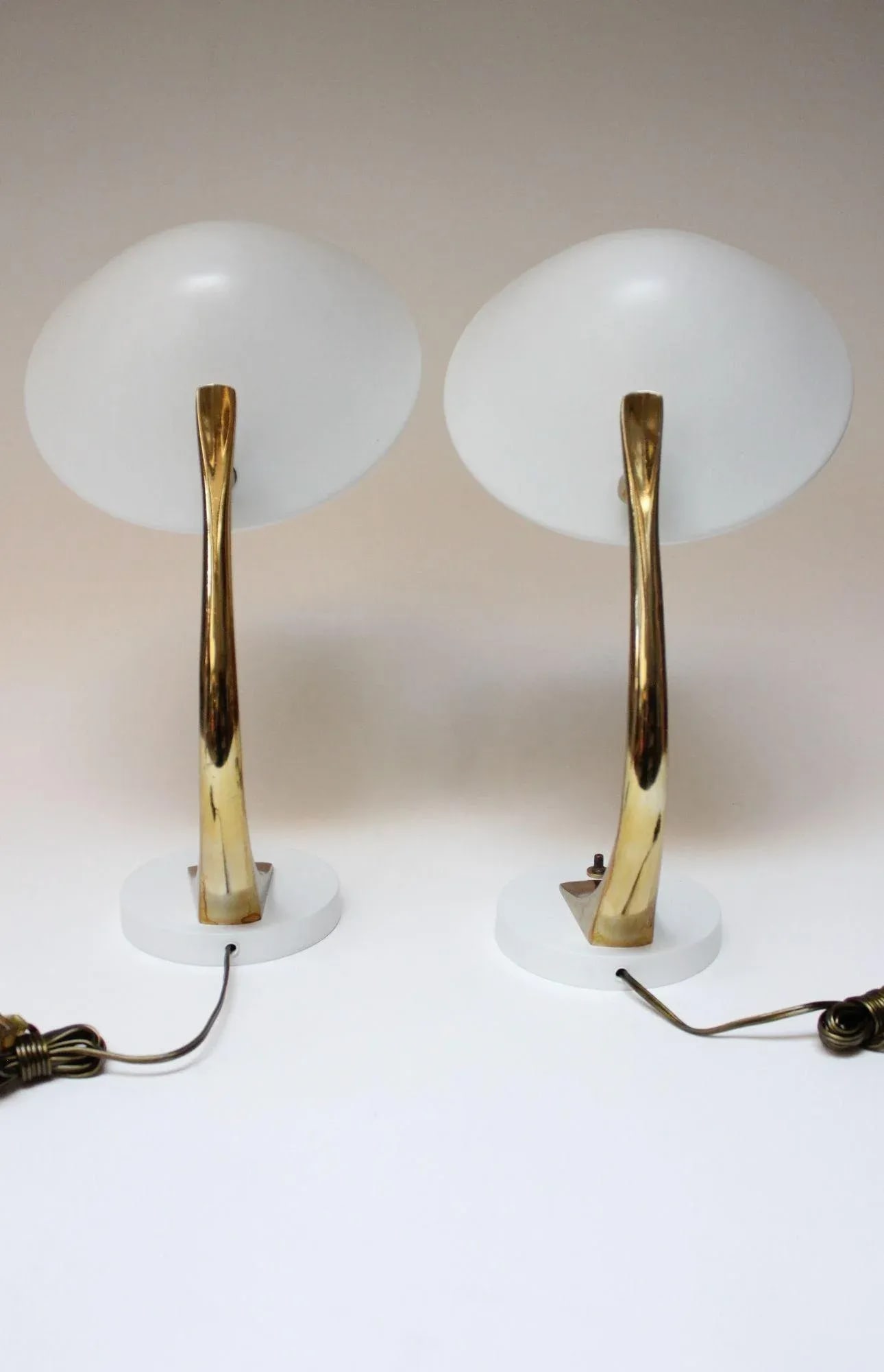 Pair of Vintage Sculptural Adjustable Metal and Brass Finish Table Lamps by Laurel - 5