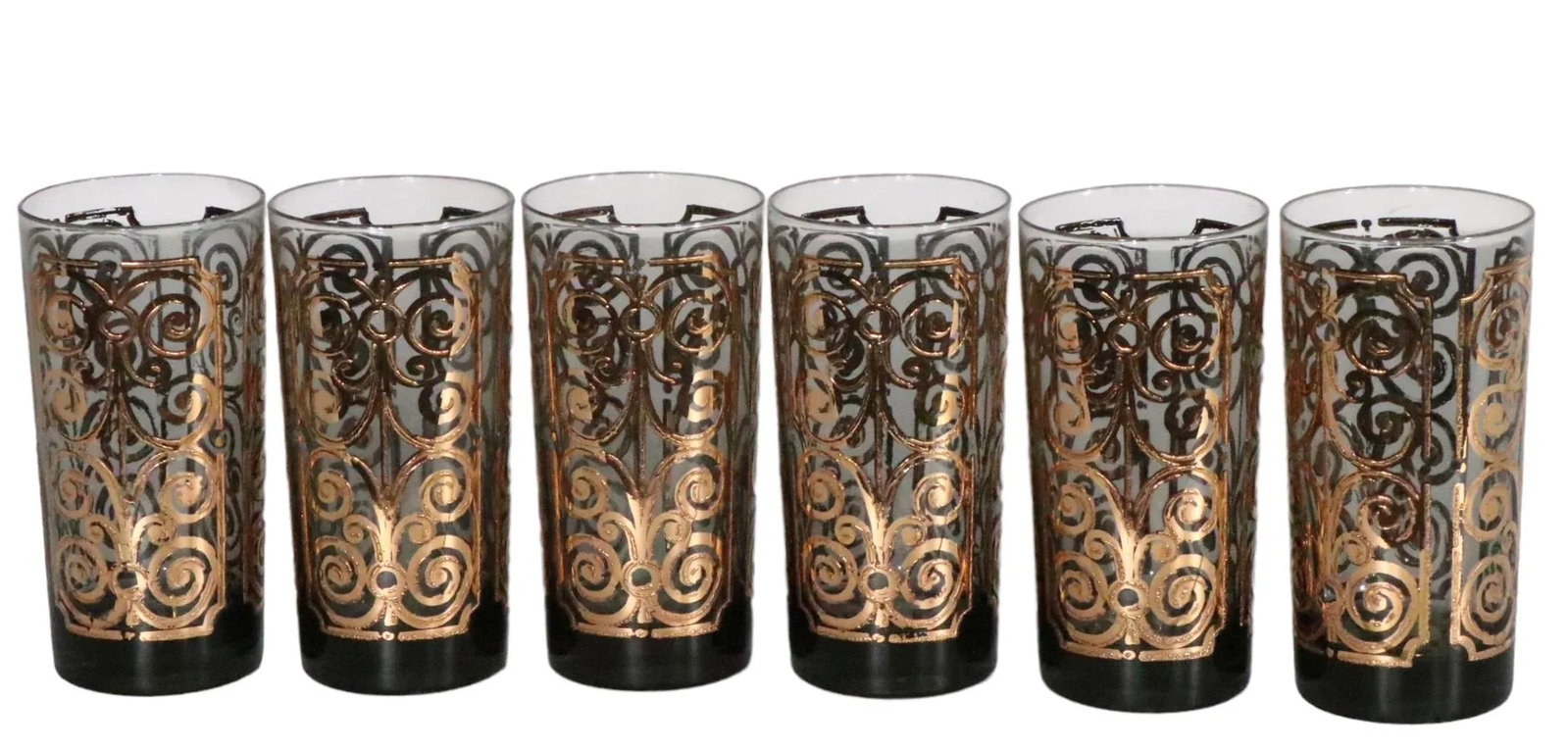 16 pc.Lot Gold Decorated Hollywood Regency Tumbler Glasses by Georges Briard C 1970's - 8