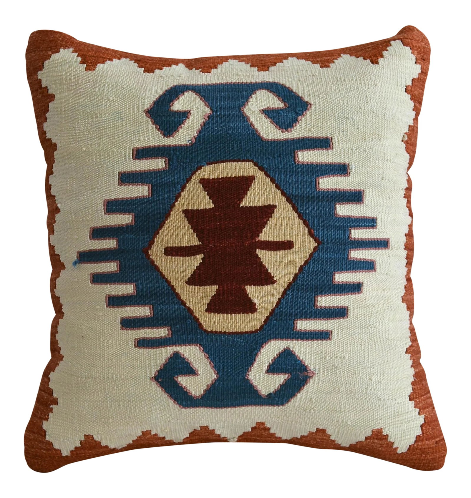 Hand Woven Silk Pillow Cover 1. Class Throw Pillow - 15"³ X 15"³: This is a 15" square hand woven one of a kind Turkish kilim pillow. Made from a NEW Silk on cotton hand woven flat weave kilim rug. Rug is not a fragment. This rug weaved for this pillow cover Pillow 